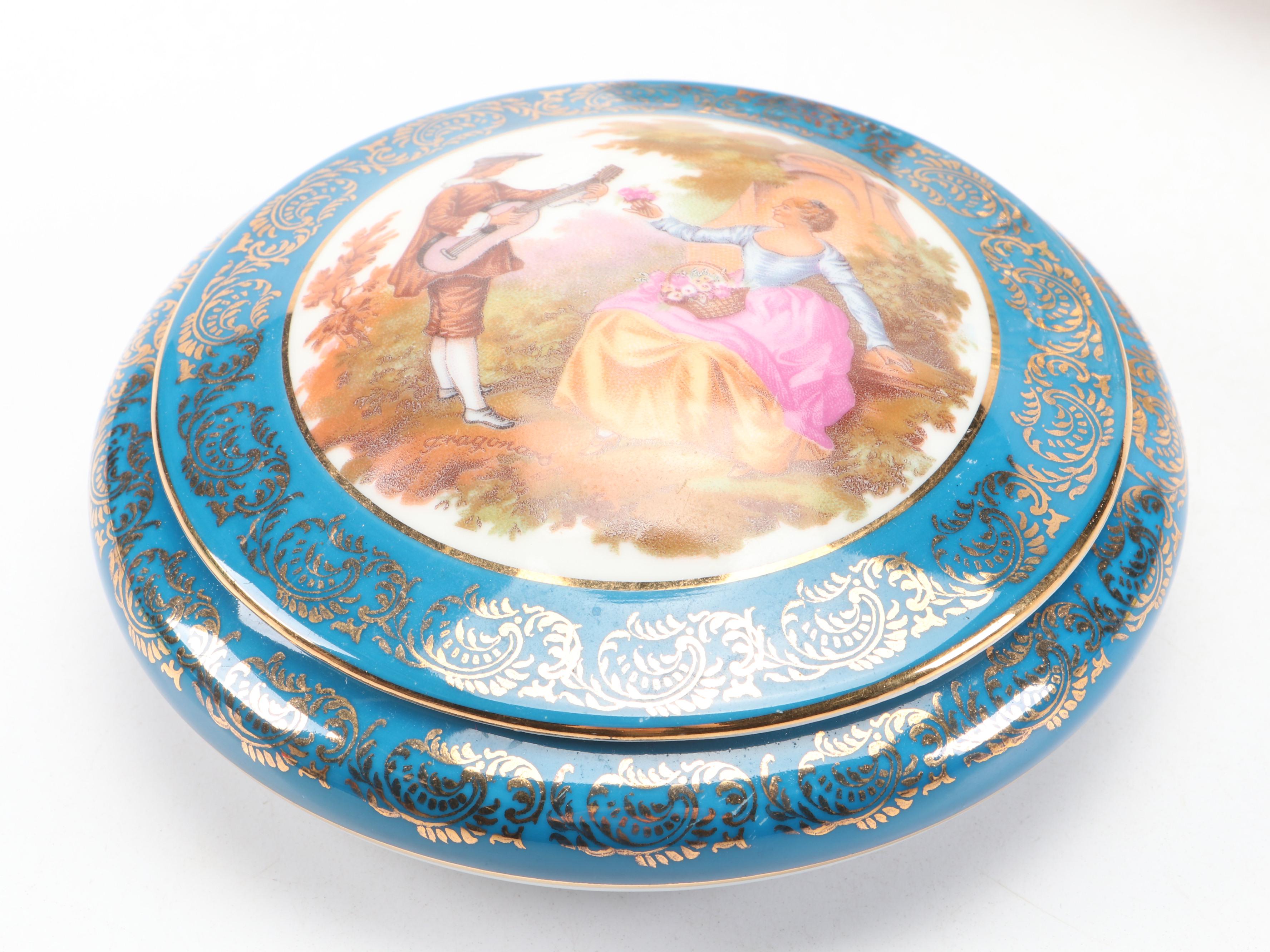 Avalon Faïence Gilt Ceramic Vase with Italian and Other Ceramic Table Décor