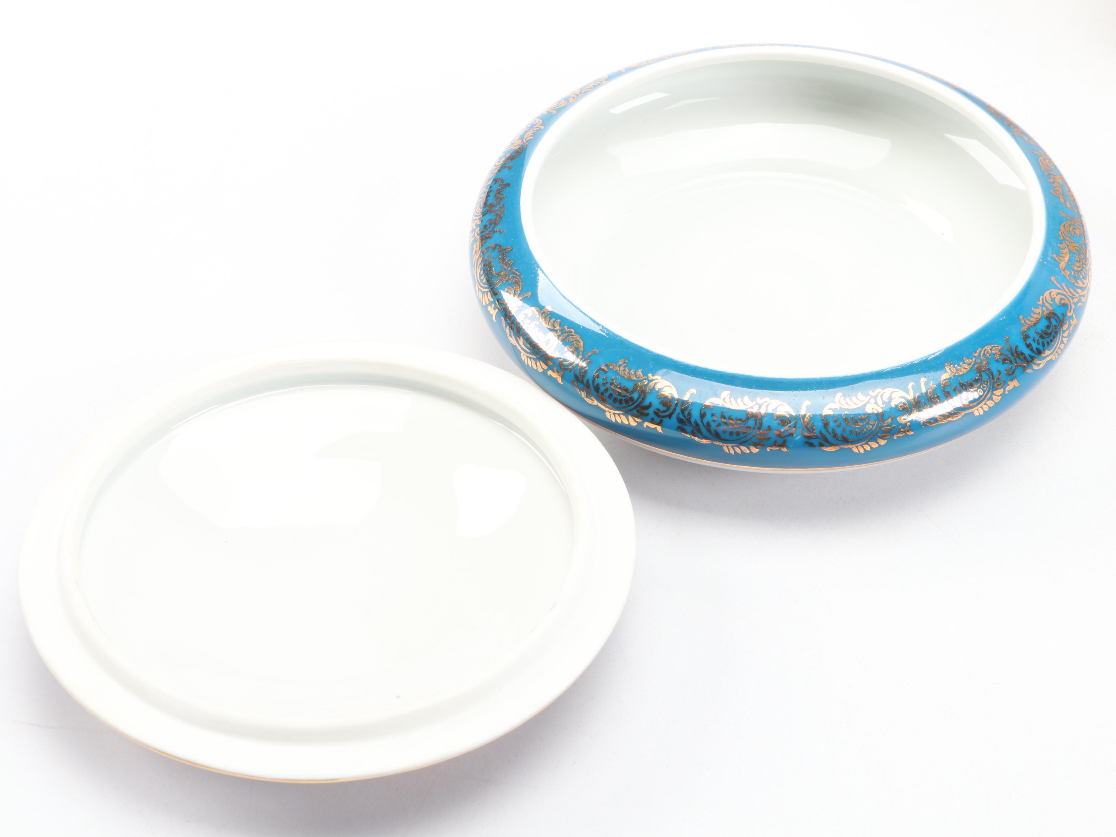 Avalon Faïence Gilt Ceramic Vase with Italian and Other Ceramic Table Décor