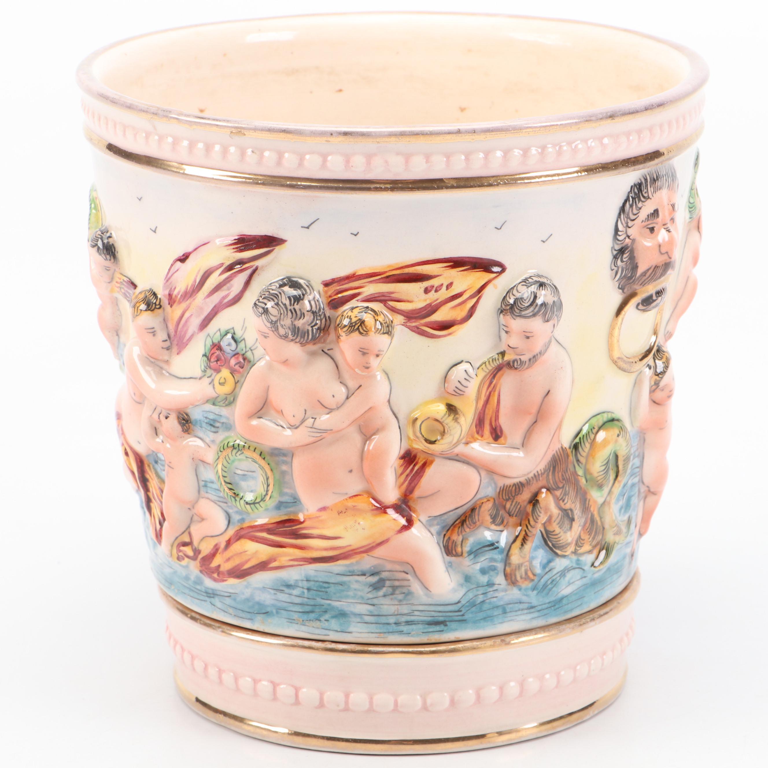 Avalon Faïence Gilt Ceramic Vase with Italian and Other Ceramic Table Décor