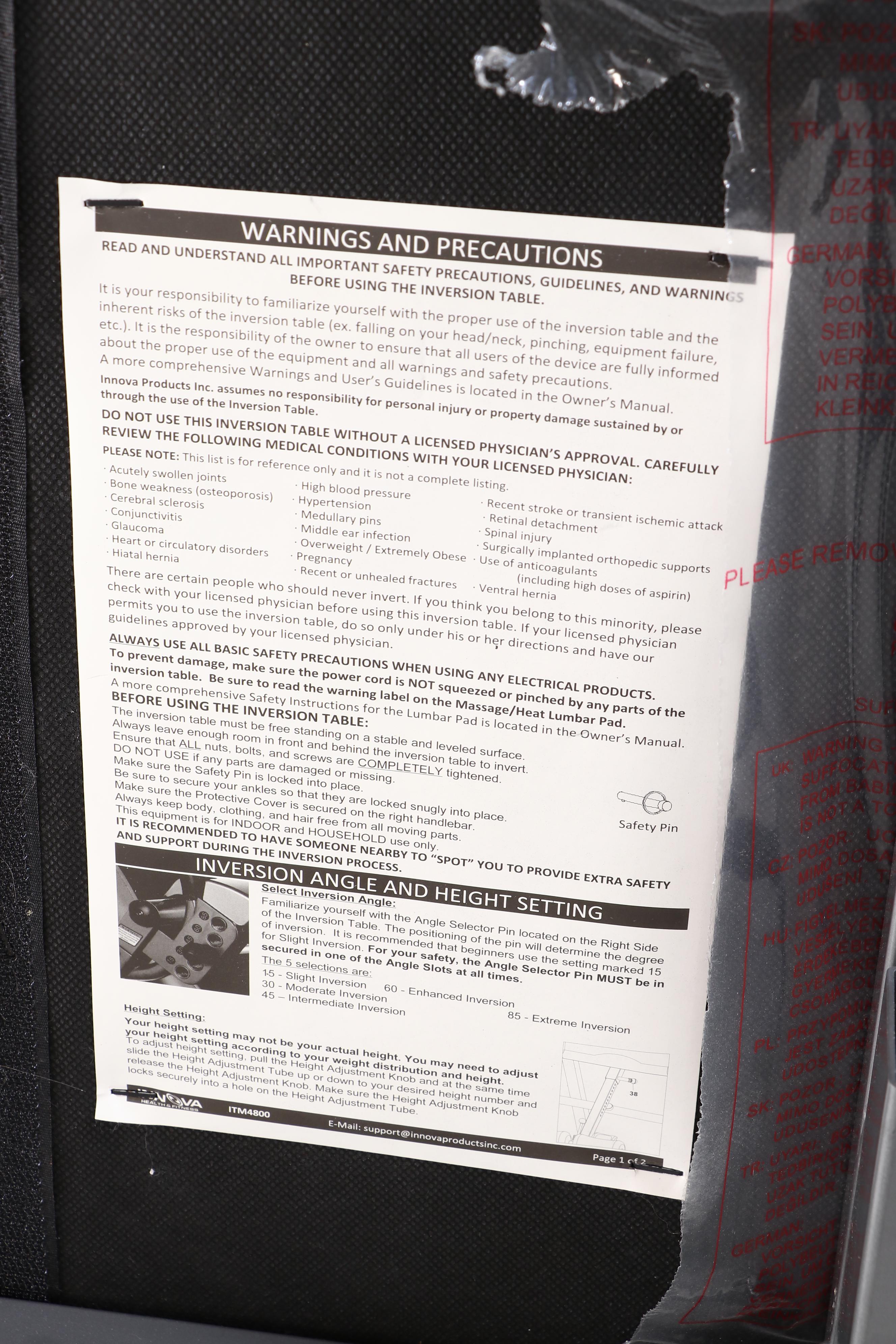 Innova "ITM4800" Inversion Table