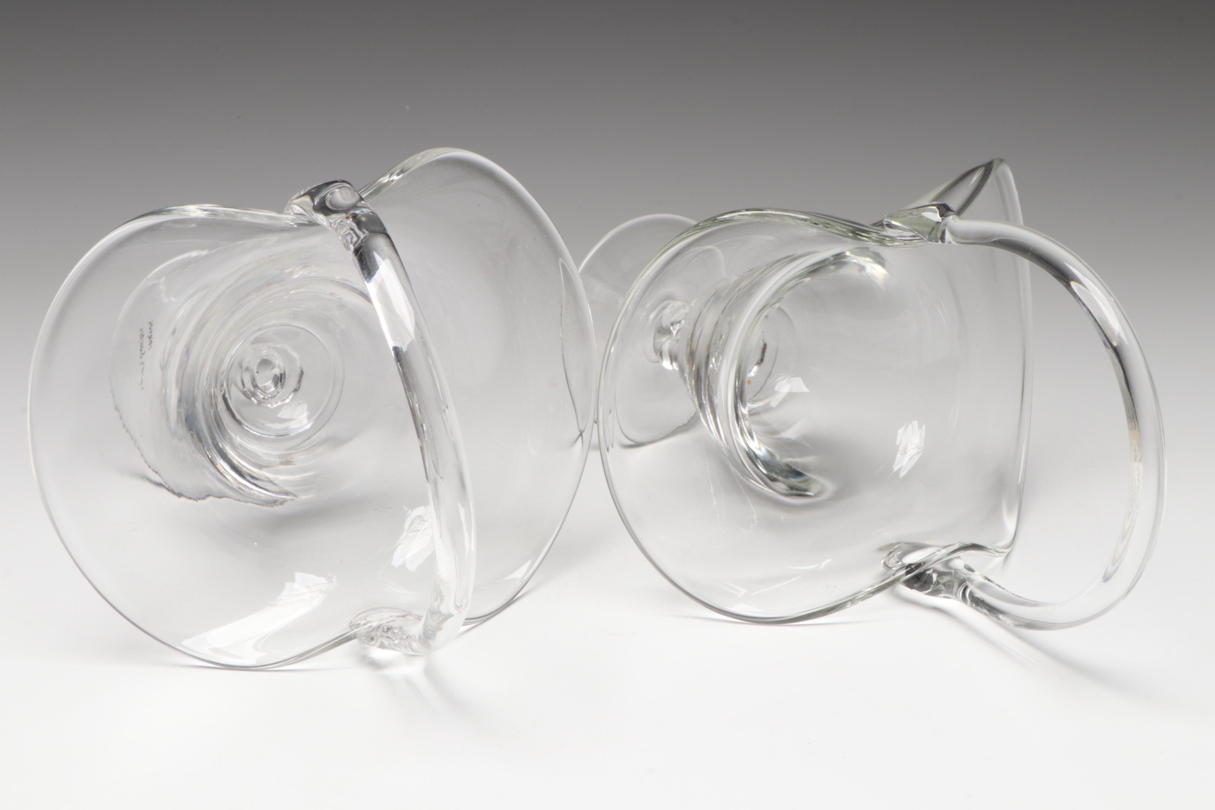 Heisey Glass "Lariat" Basket Vases with Other Glass Candy Dishes and Bells