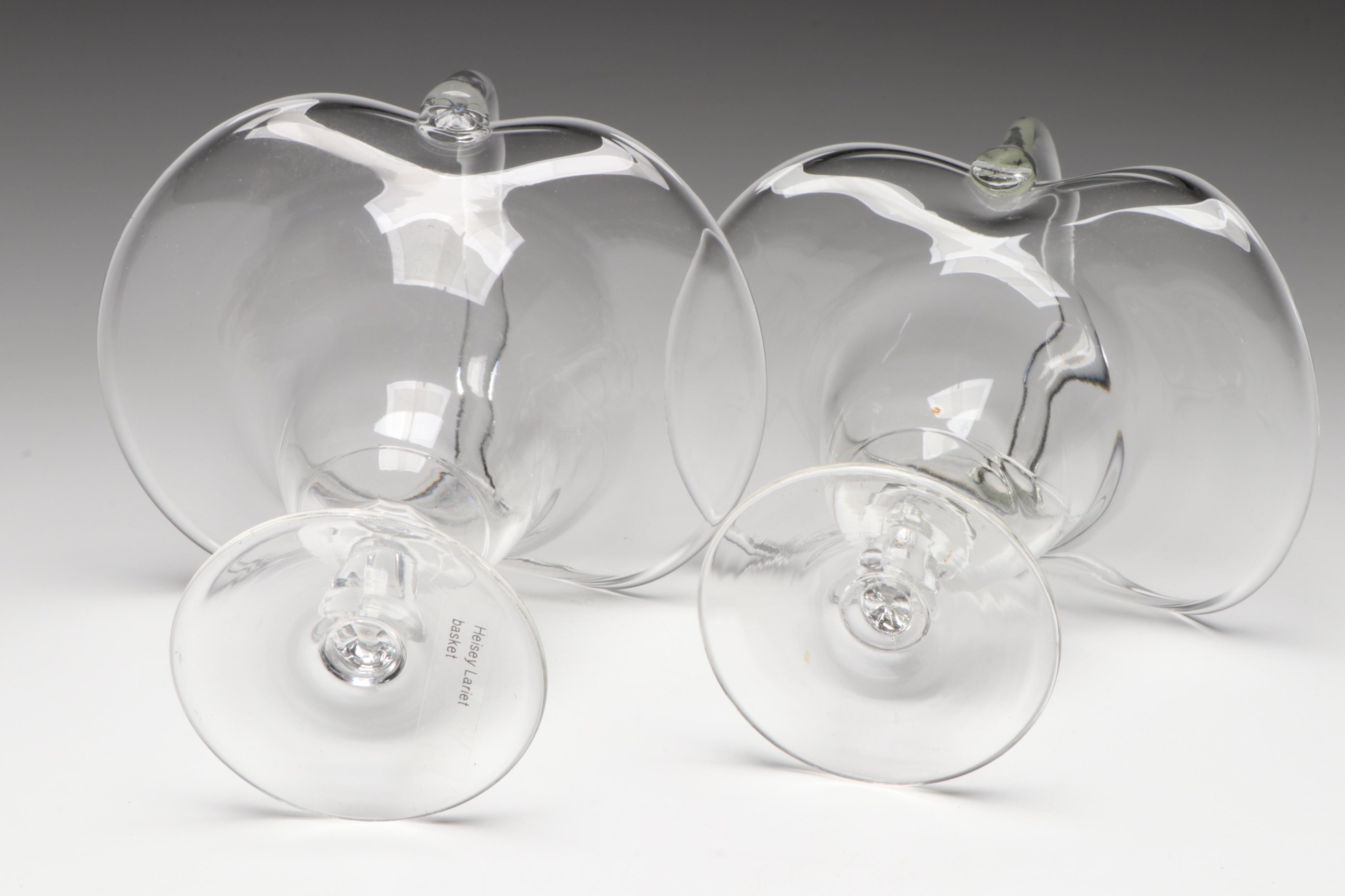 Heisey Glass "Lariat" Basket Vases with Other Glass Candy Dishes and Bells
