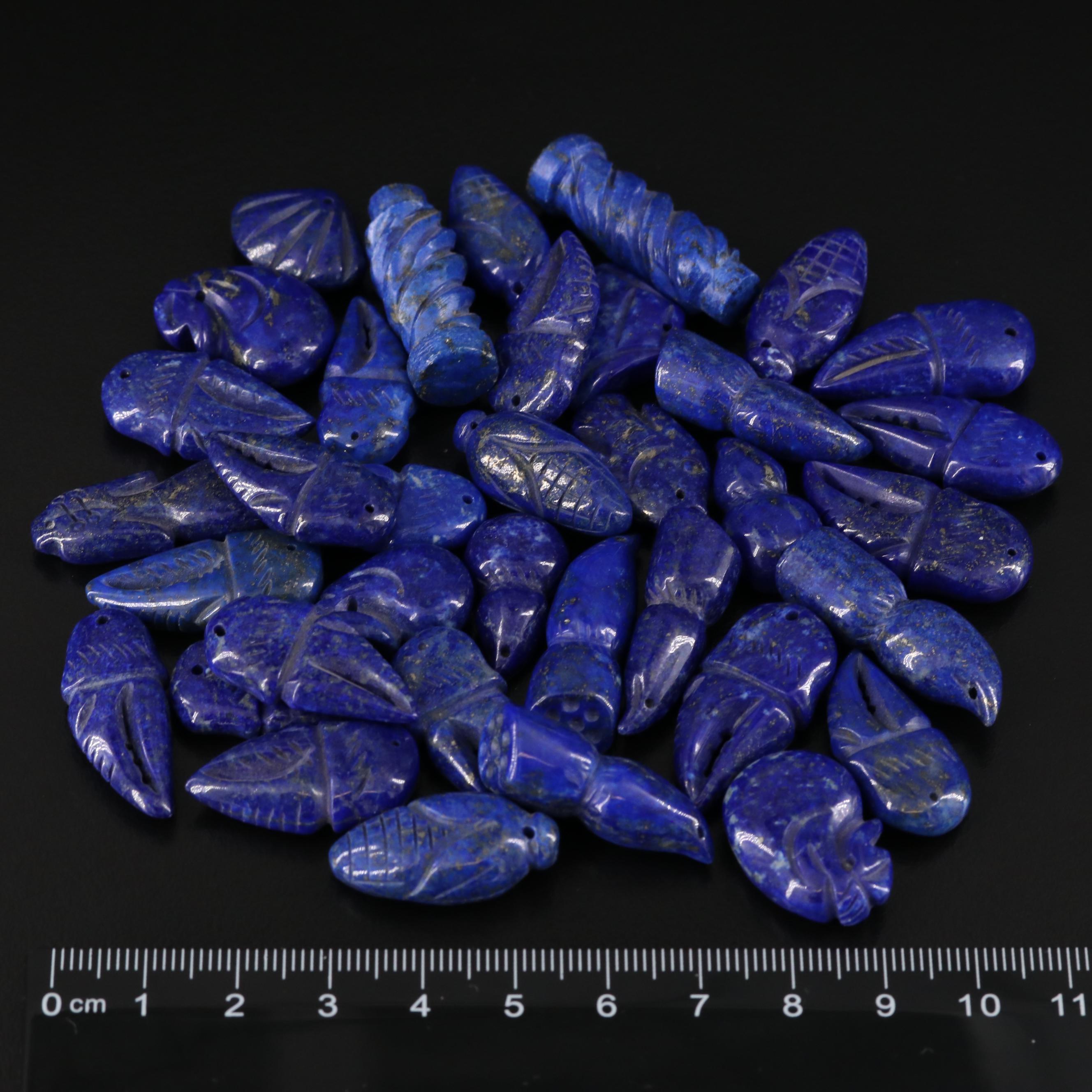 Loose Lapis Lazuli Carved Beads