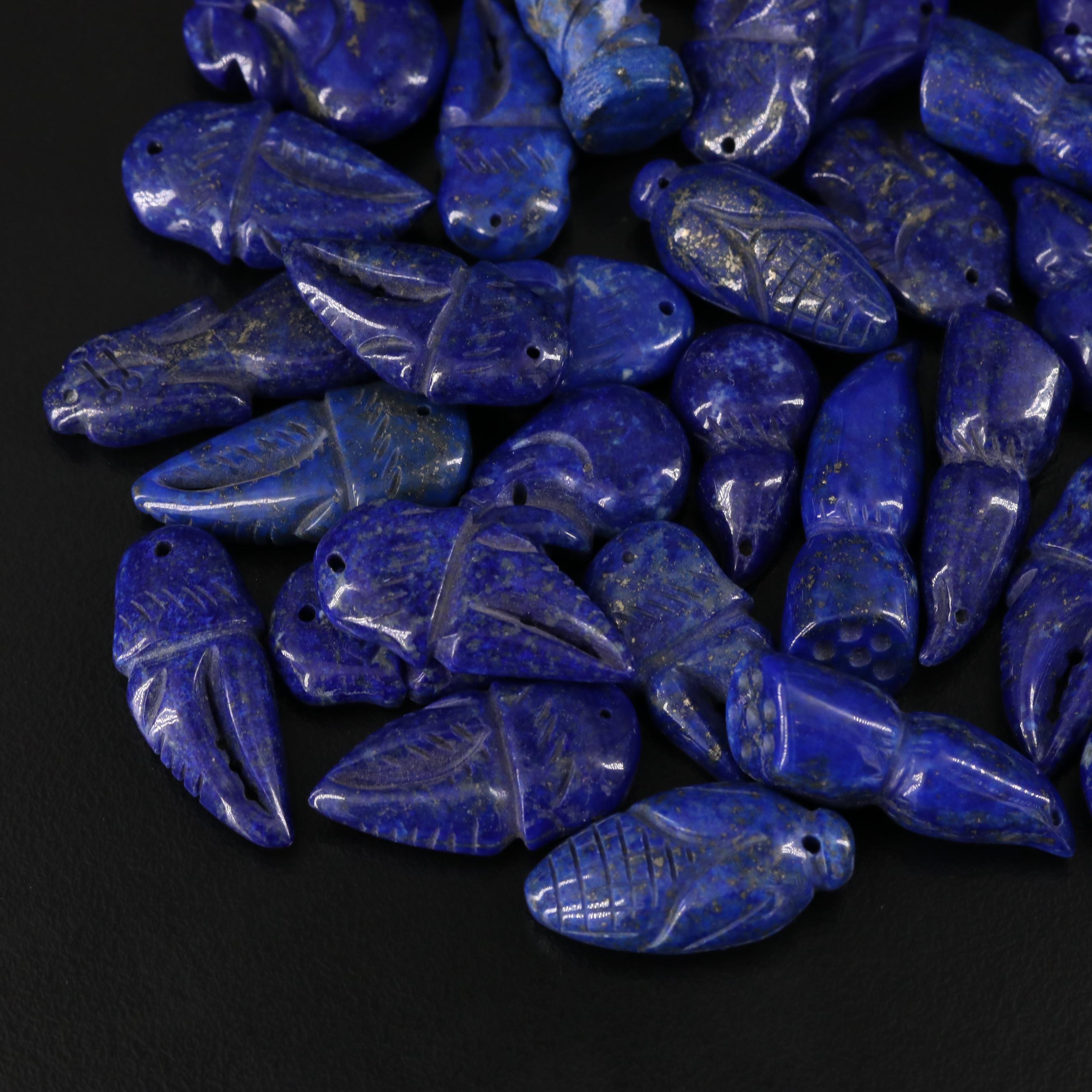 Loose Lapis Lazuli Carved Beads