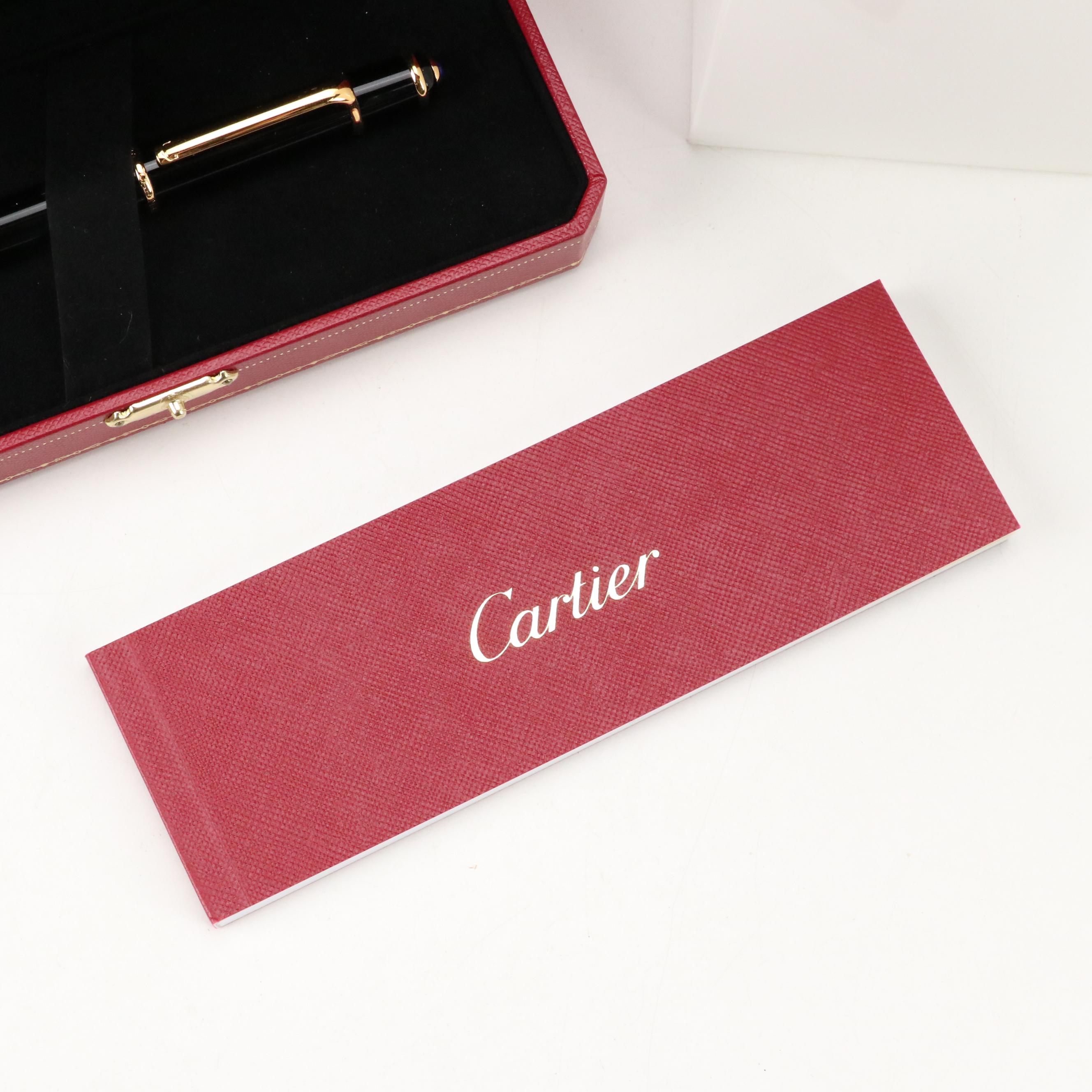 Cartier "Diabolo de Cartier" Black Resin Ballpoint Pen with Gold Plate Accents