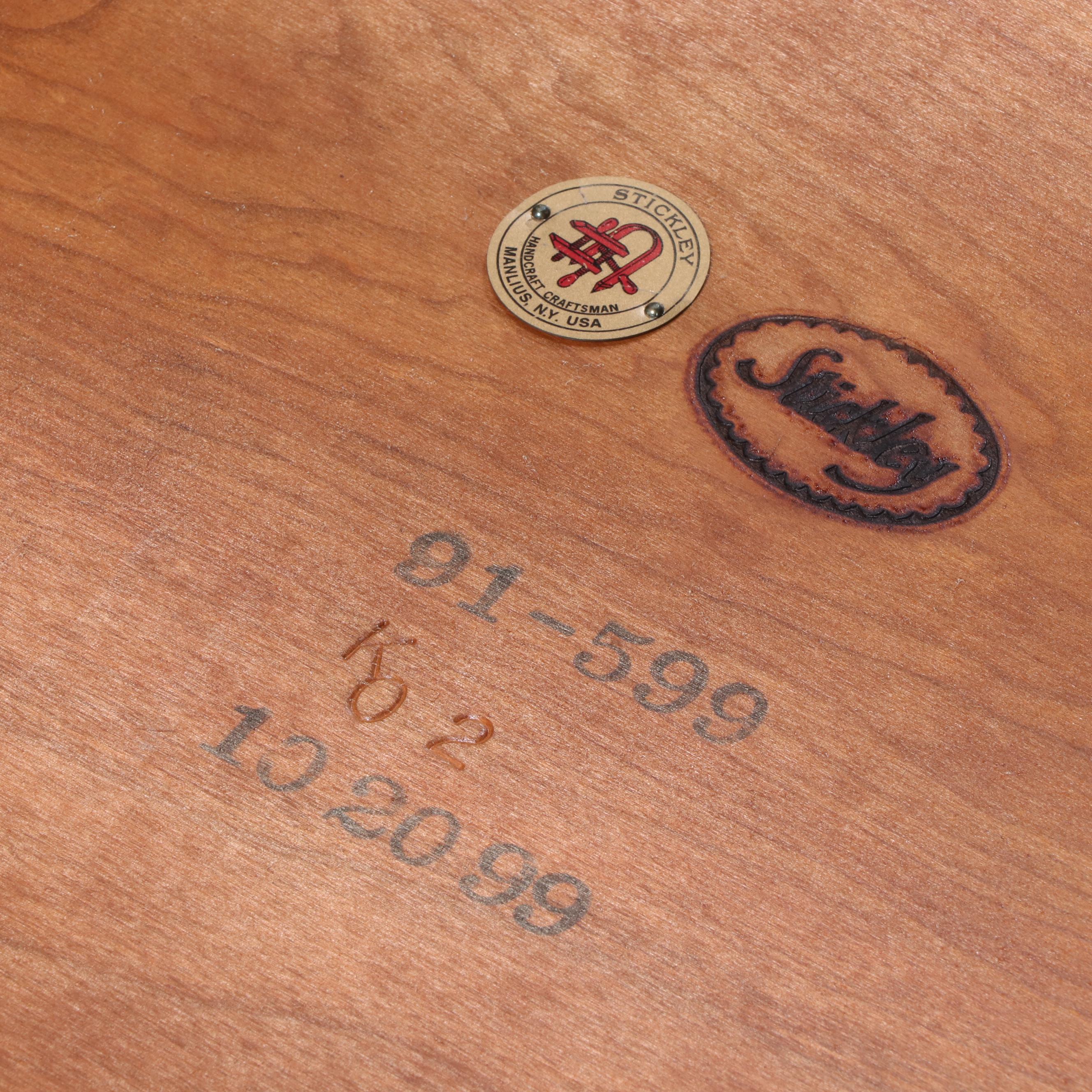 Stickley Arts and Crafts Style Cherrywood Trestle-Base Extending Dining Table