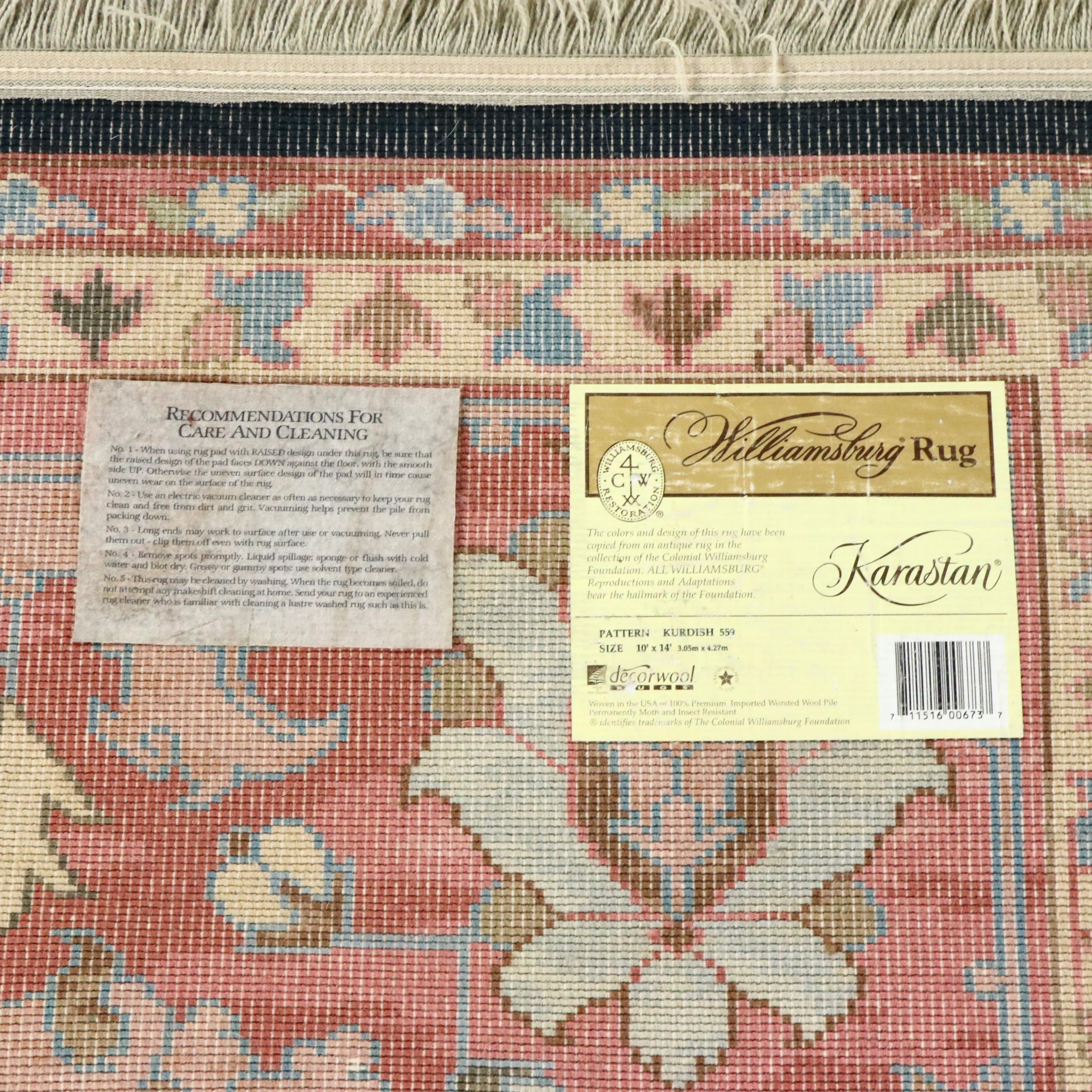 10' x 14'7 Machine Made Karastan Williamsburg "Kurdish" Room Sized Rug