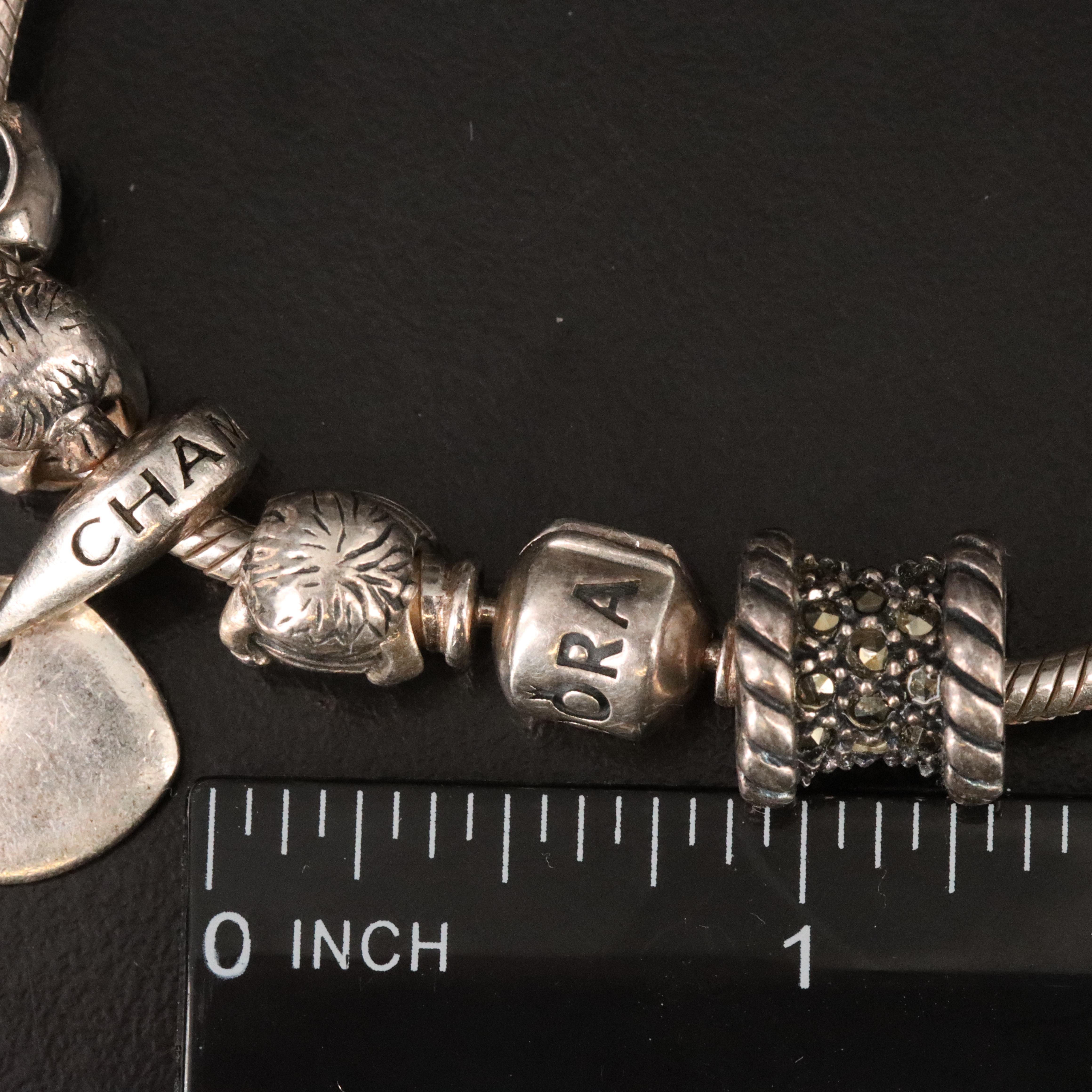 Pandora Sterling Bracelet and Charms with Chamilia and Judith Jack Beads