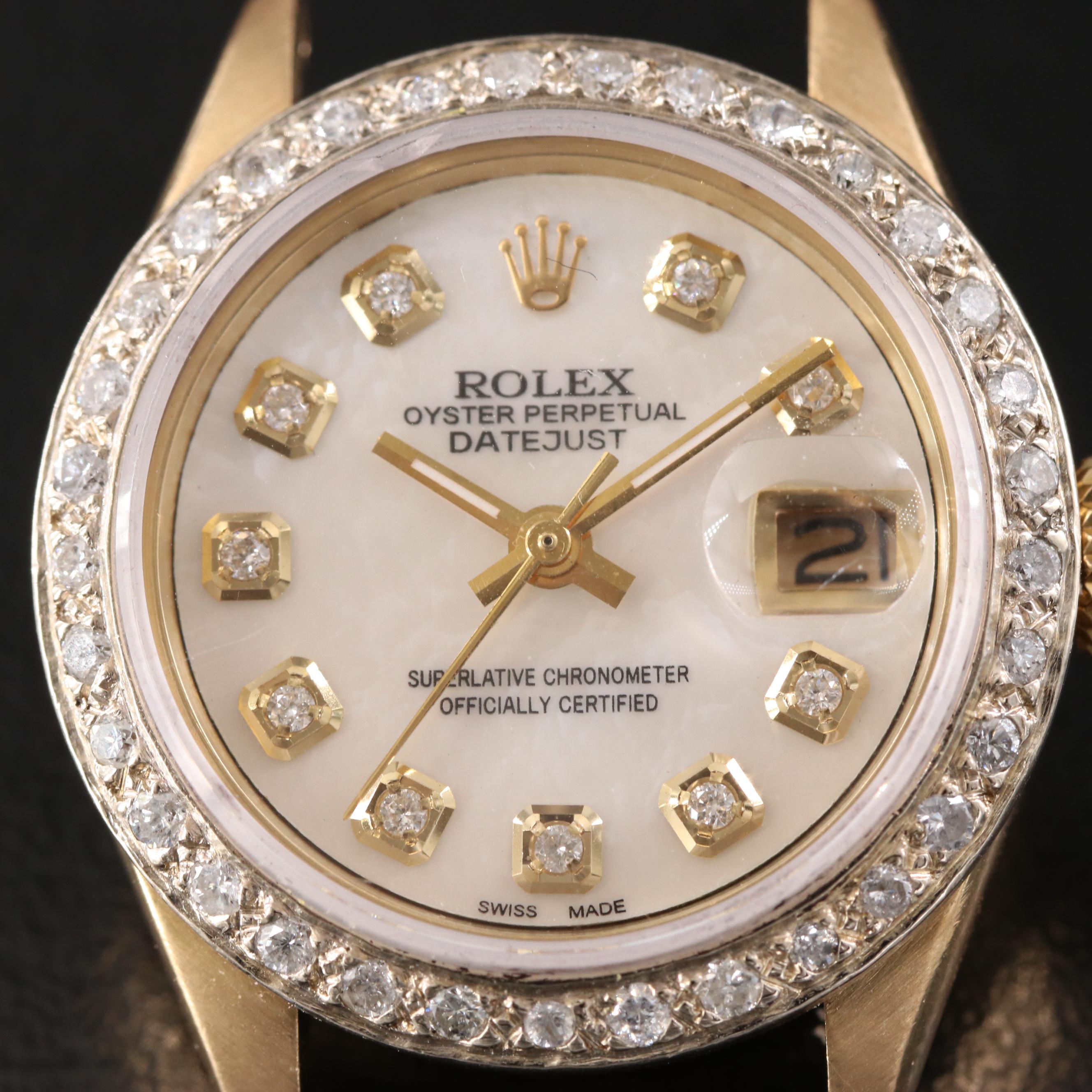 1975 Rolex Datejust 6917 Custom Diamond Automatic Watch