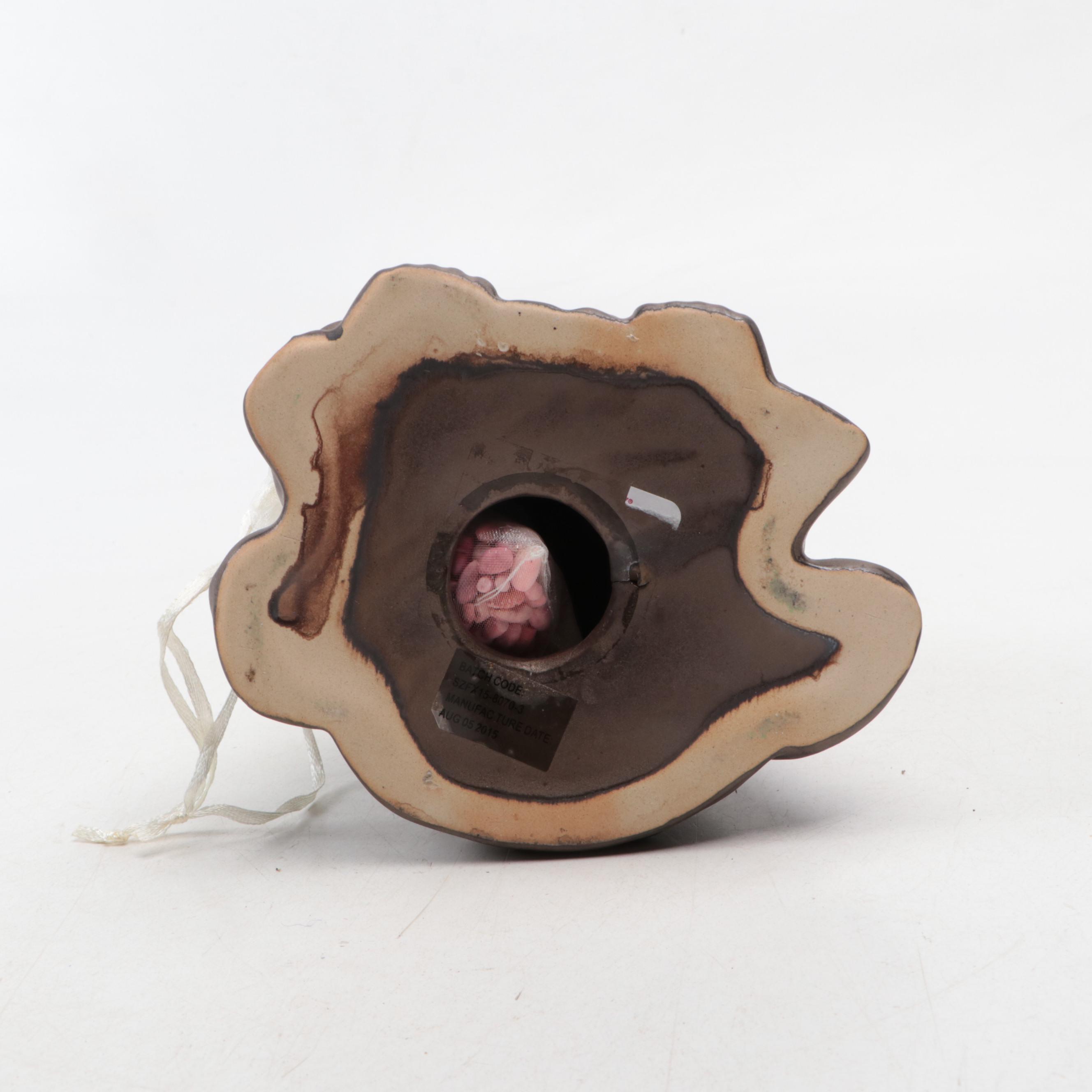 Chinese Dolls with Ceramic Budai Figurine, Display Base, Fan & Silver Plate Cuff