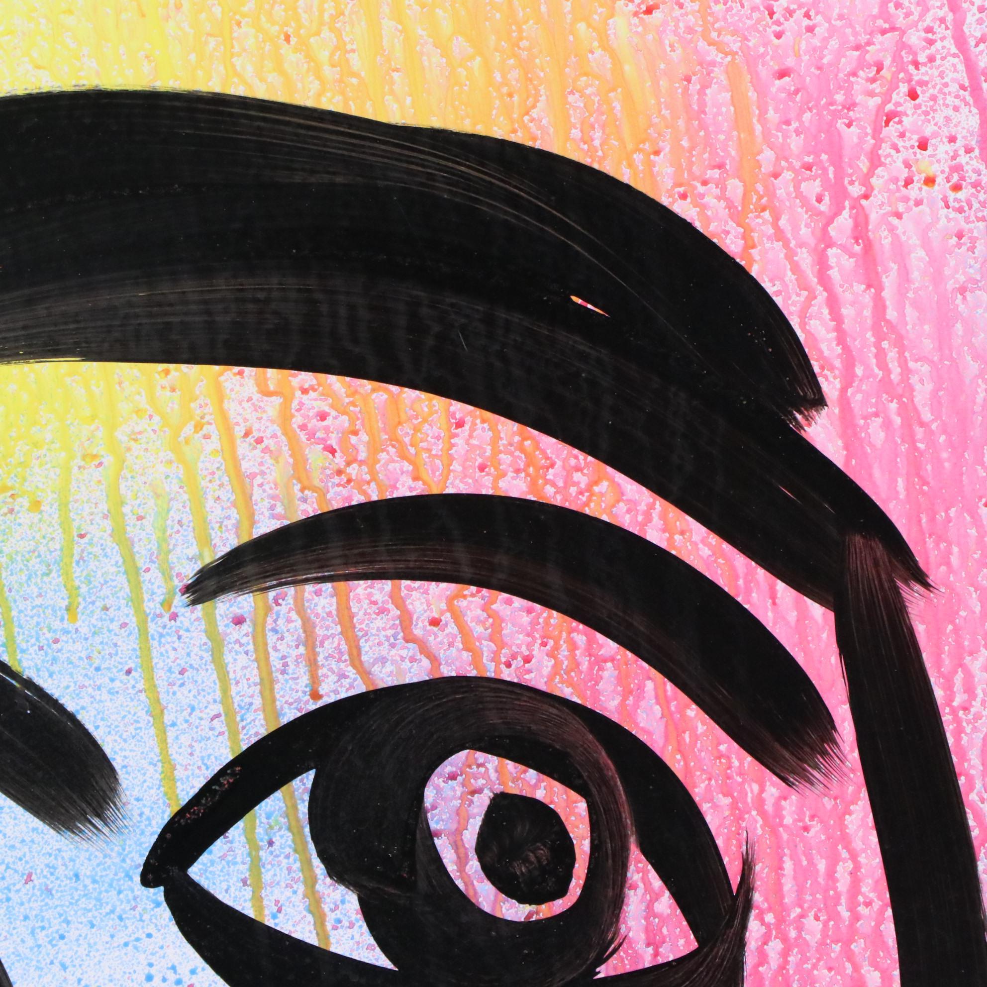 Peter Keil Abstract Acrylic Portrait Painting, Late 20th Century