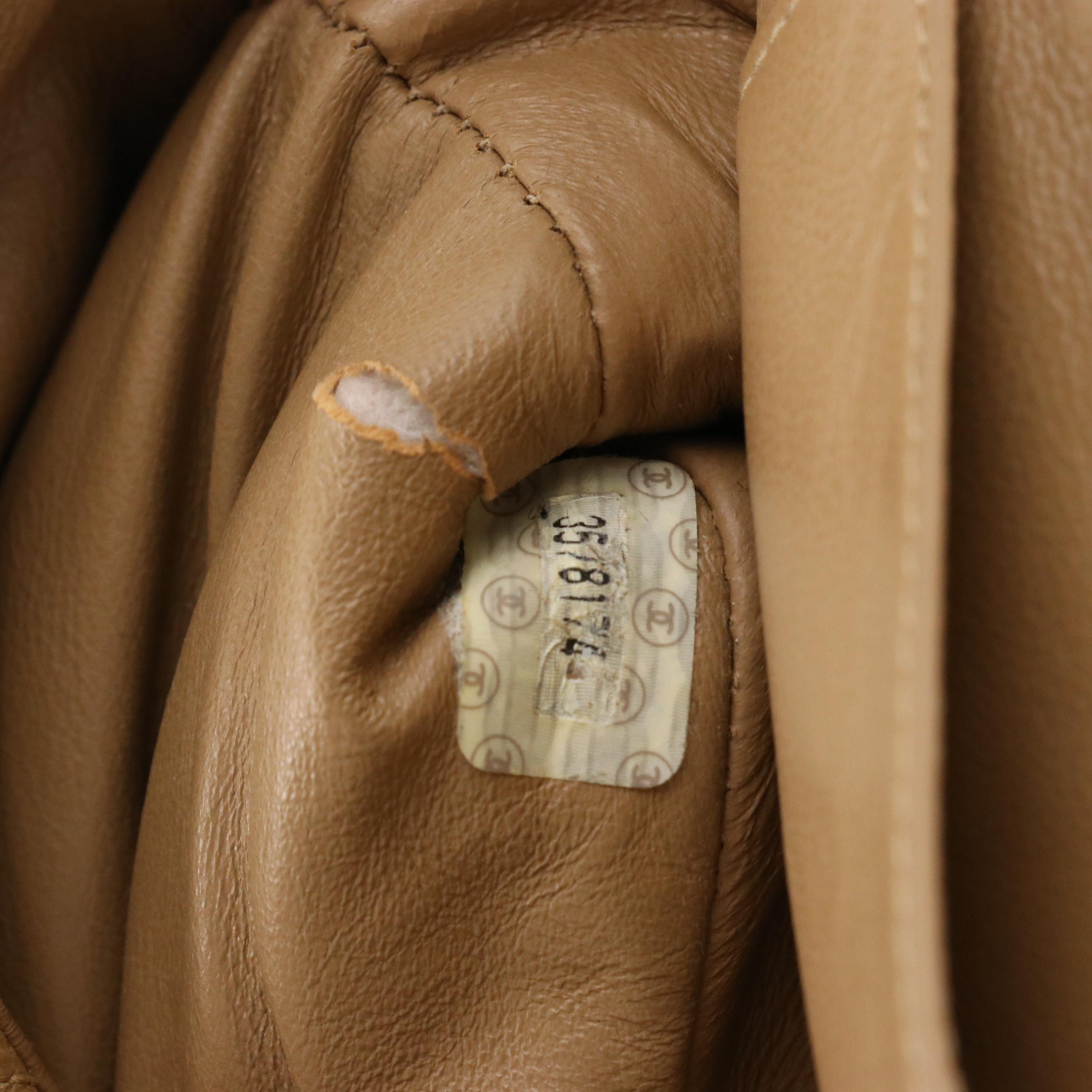 Chanel Classic CC Turnlock Flap Shoulder Bag in Quilted Beige Leather with Box