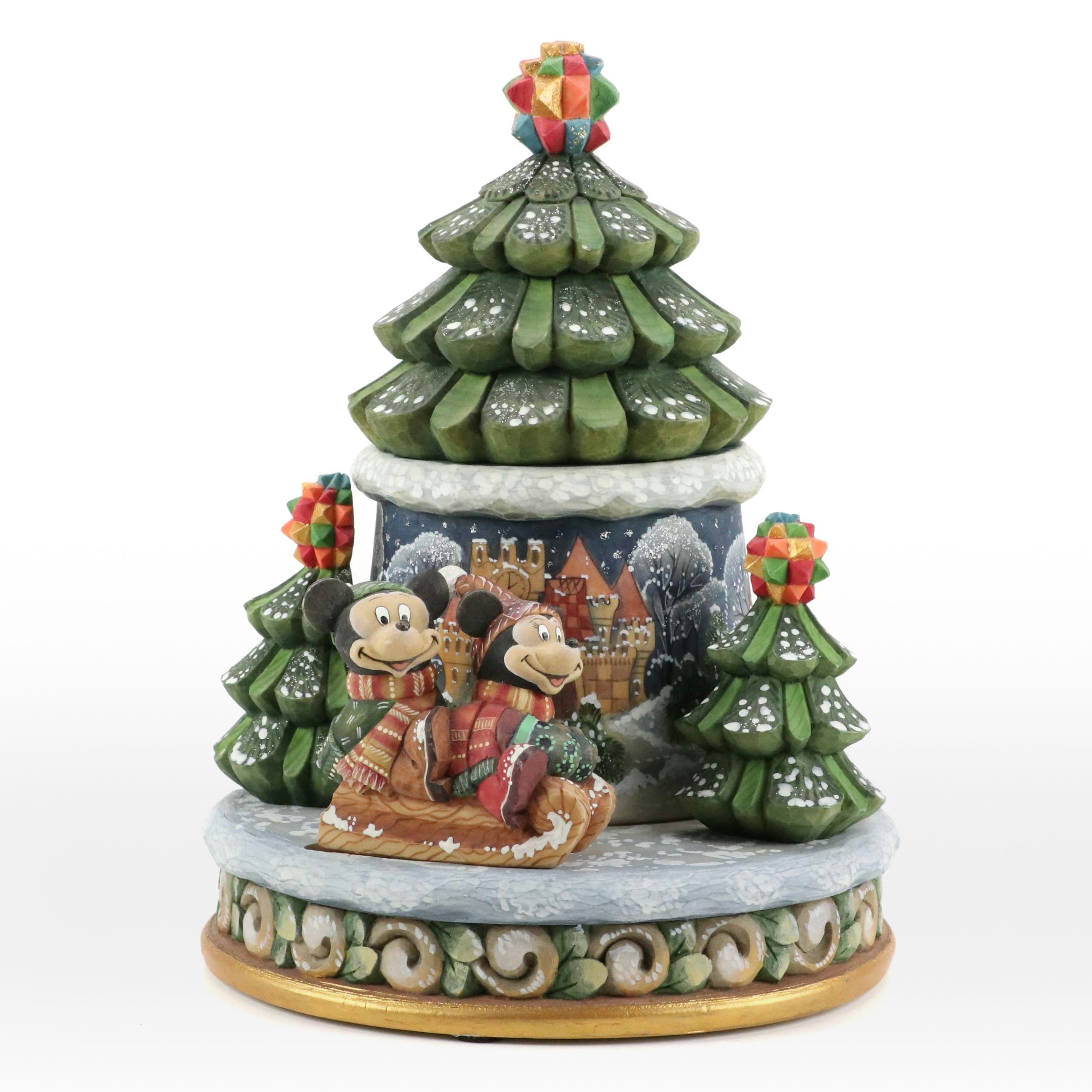G. DeBrekht "Mickey and Minnie's Winter Wonderland" Rotating Music Box, 2004