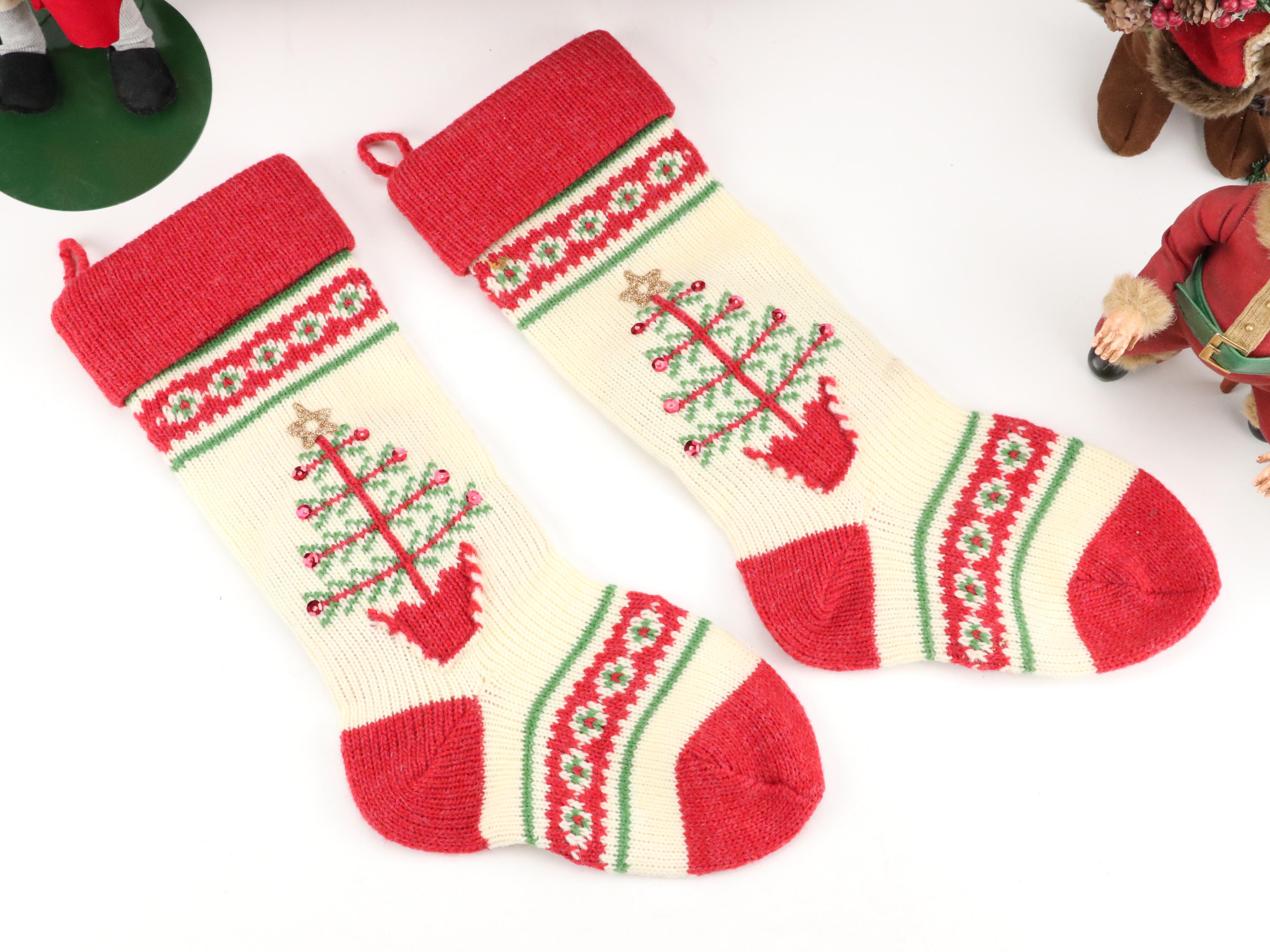Knit Christmas Stockings with Other Christmas Decor