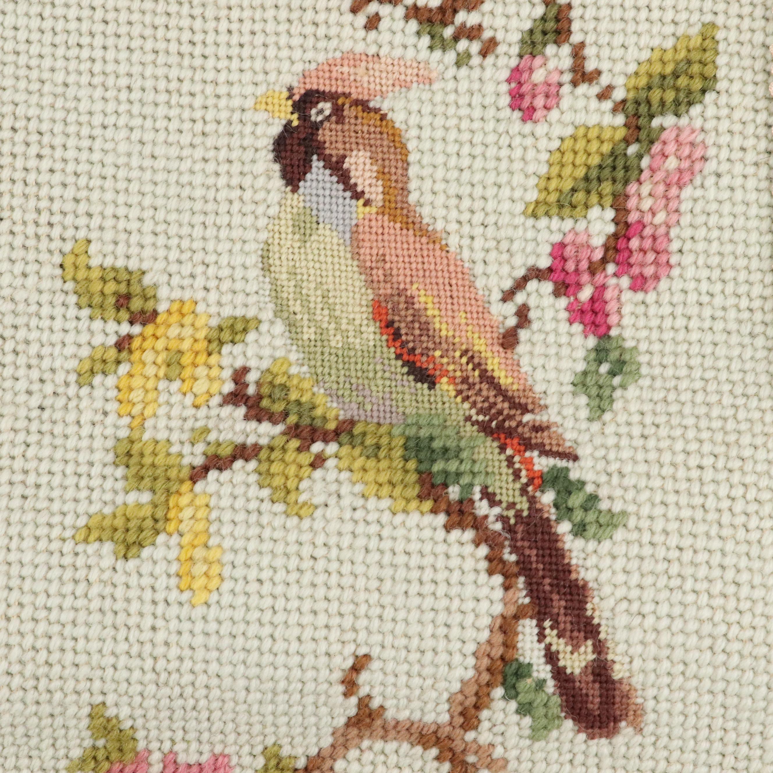 Victorian Style Needlepoint Bird Motif Wall Bell Pull