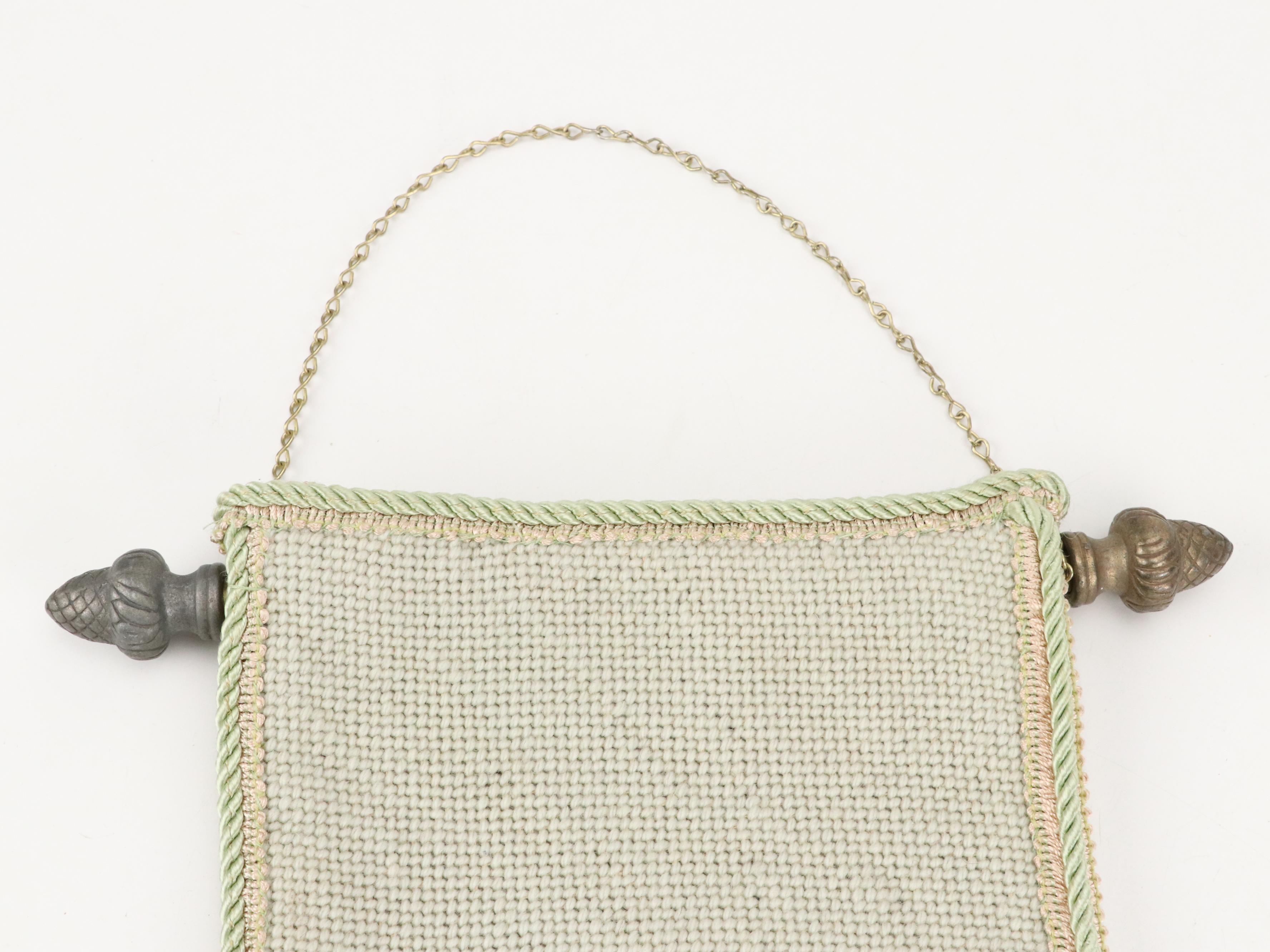 Victorian Style Needlepoint Bird Motif Wall Bell Pull