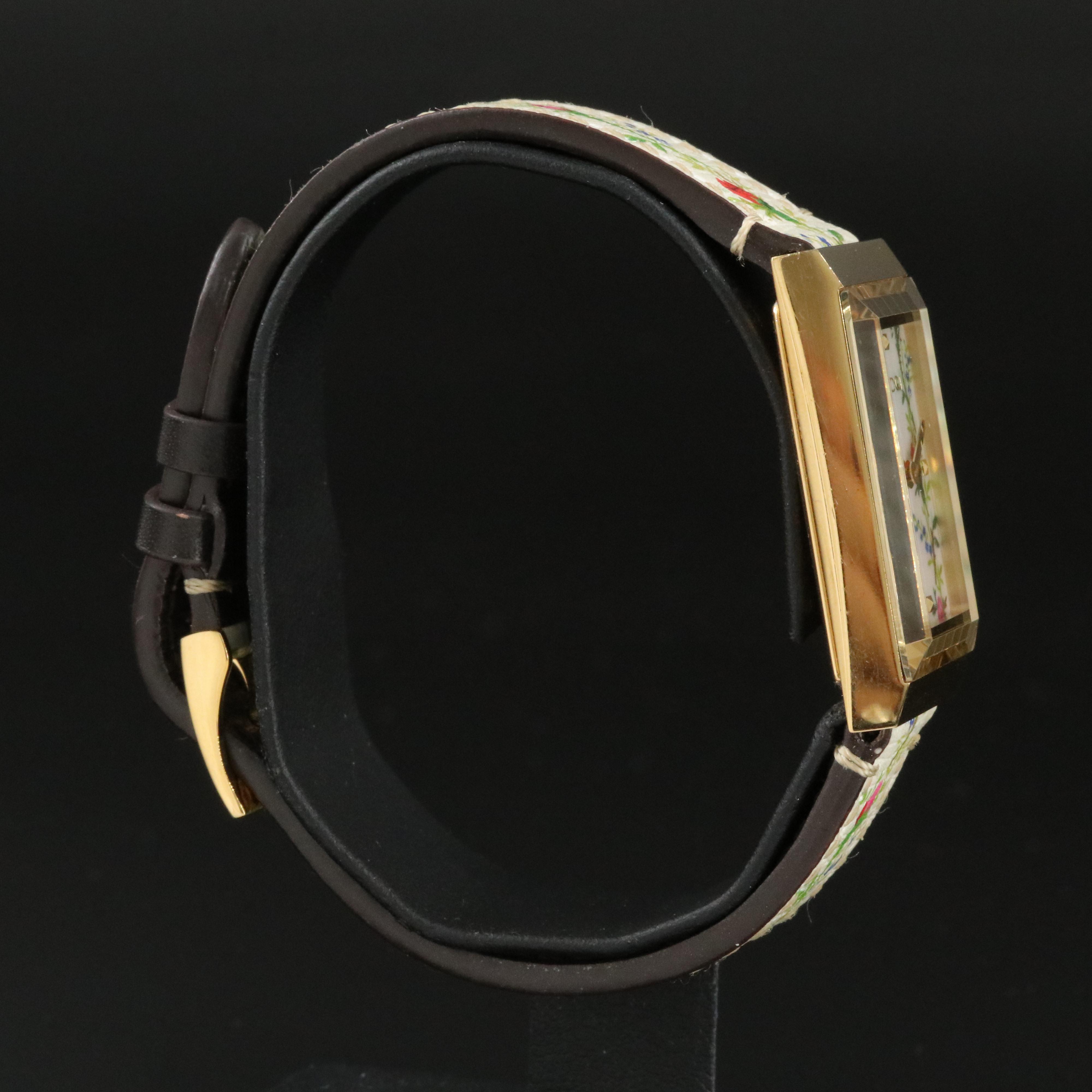 Gucci Swiss Made Floral Design Tank Shape Watch