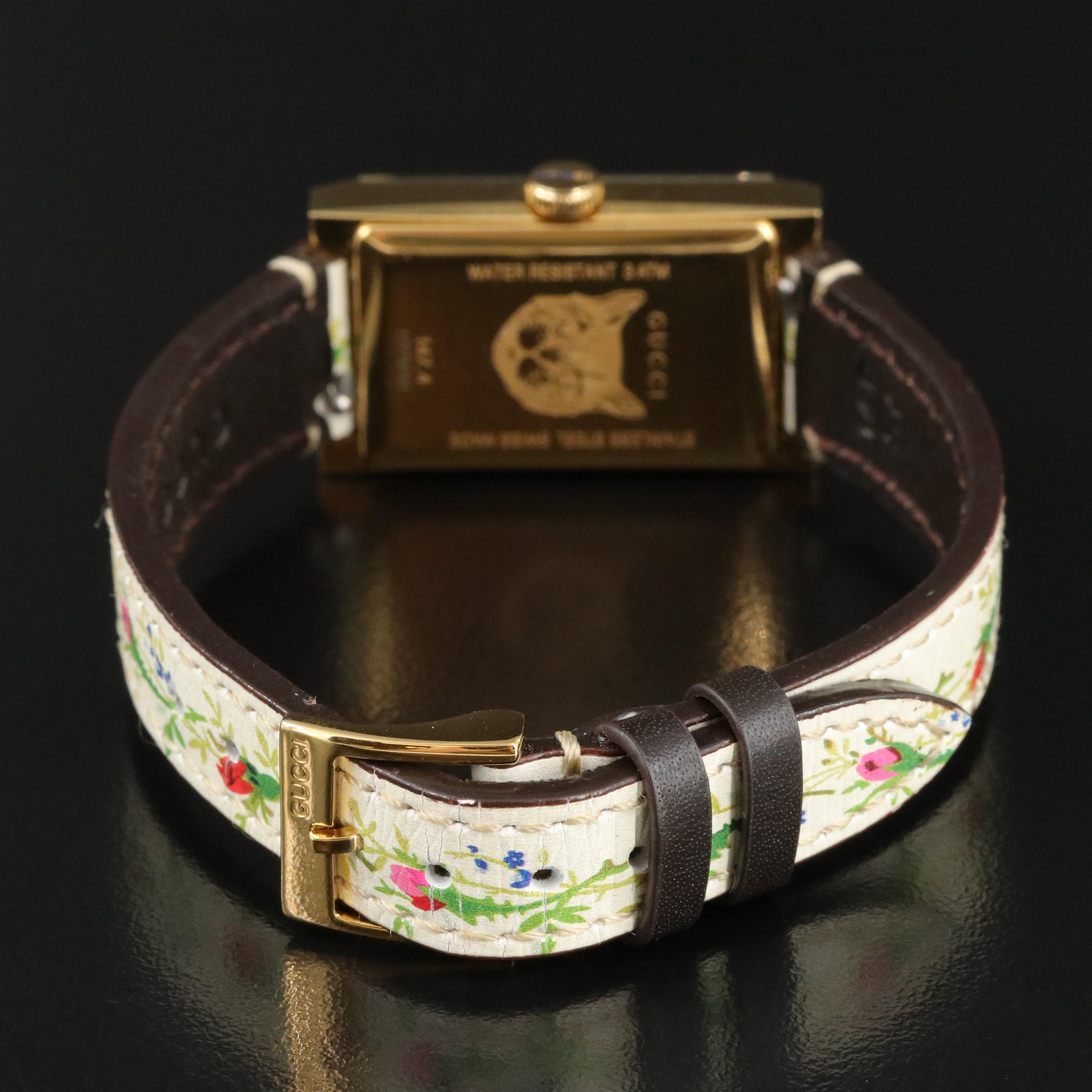 Gucci Swiss Made Floral Design Tank Shape Watch