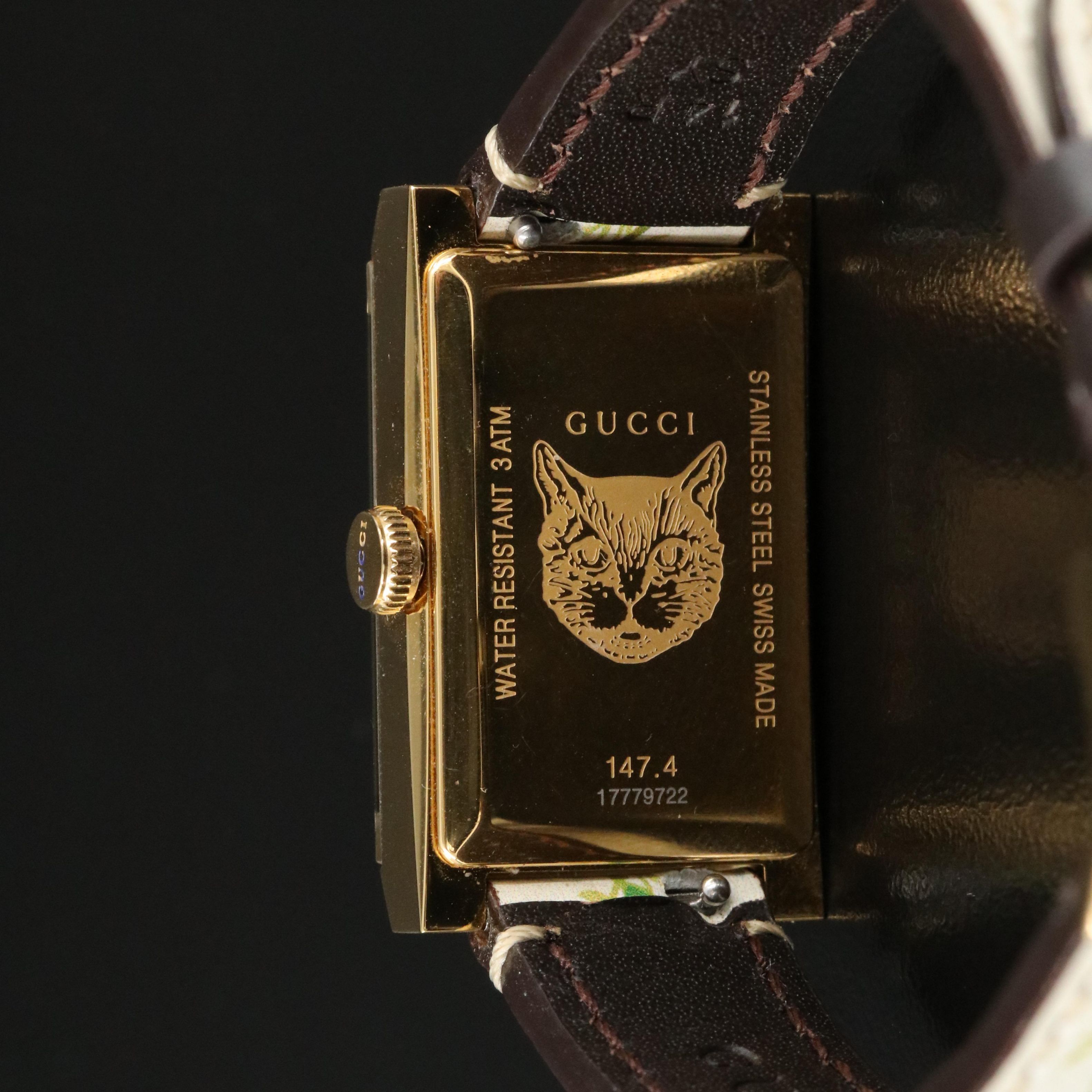 Gucci Swiss Made Floral Design Tank Shape Watch