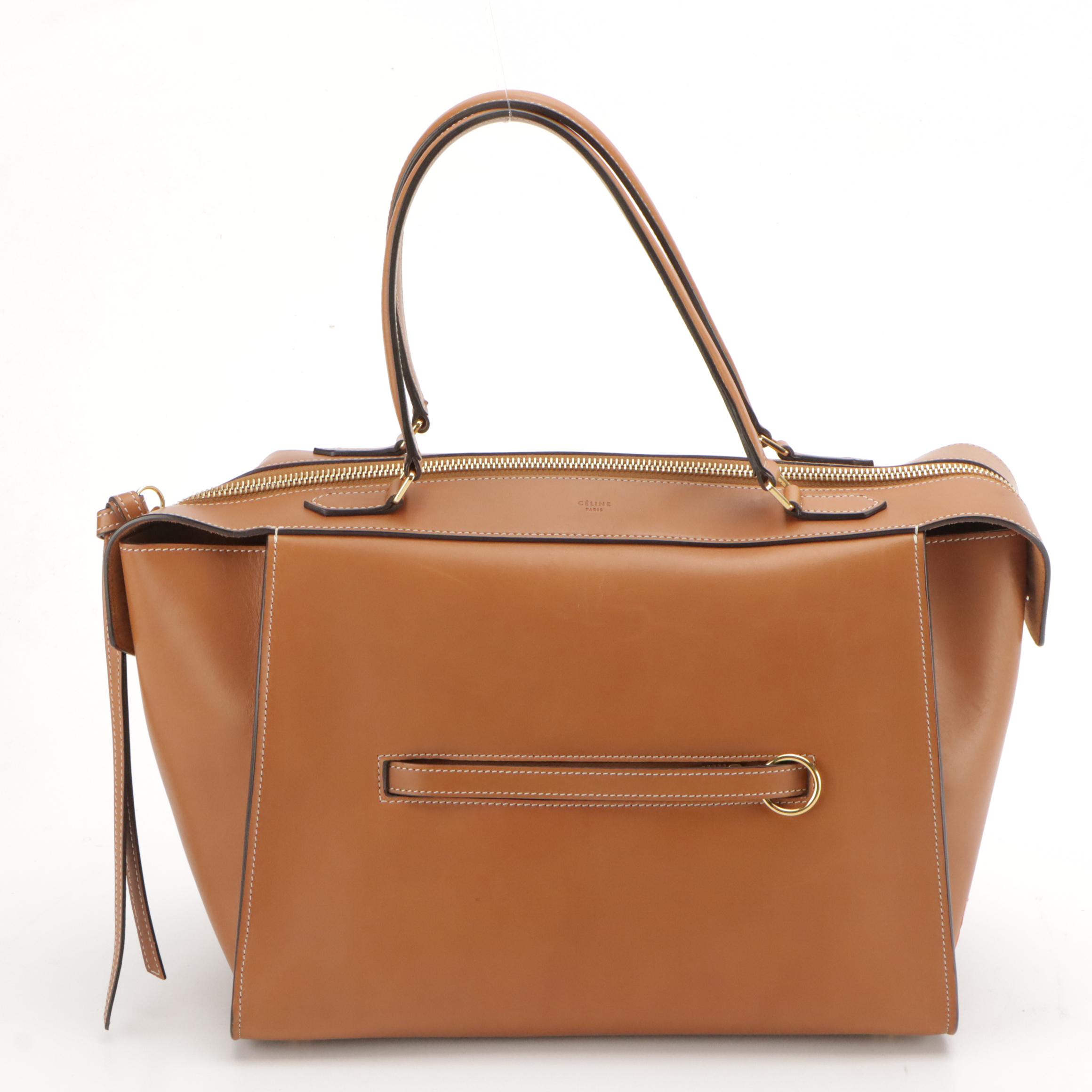 Céline Small Ring Bag in Caramel Brown Bullhide Calfskin Leather