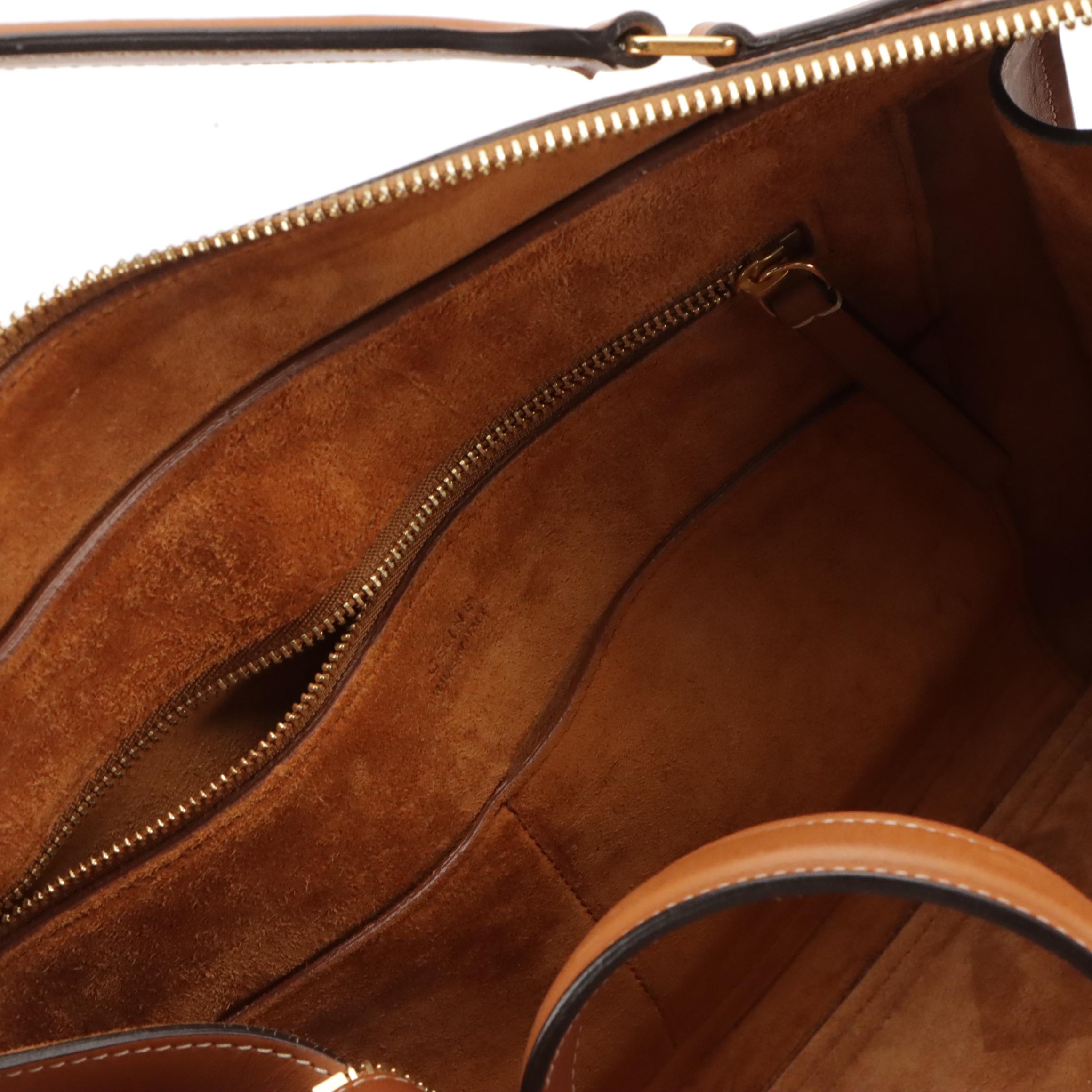 Céline Small Ring Bag in Caramel Brown Bullhide Calfskin Leather