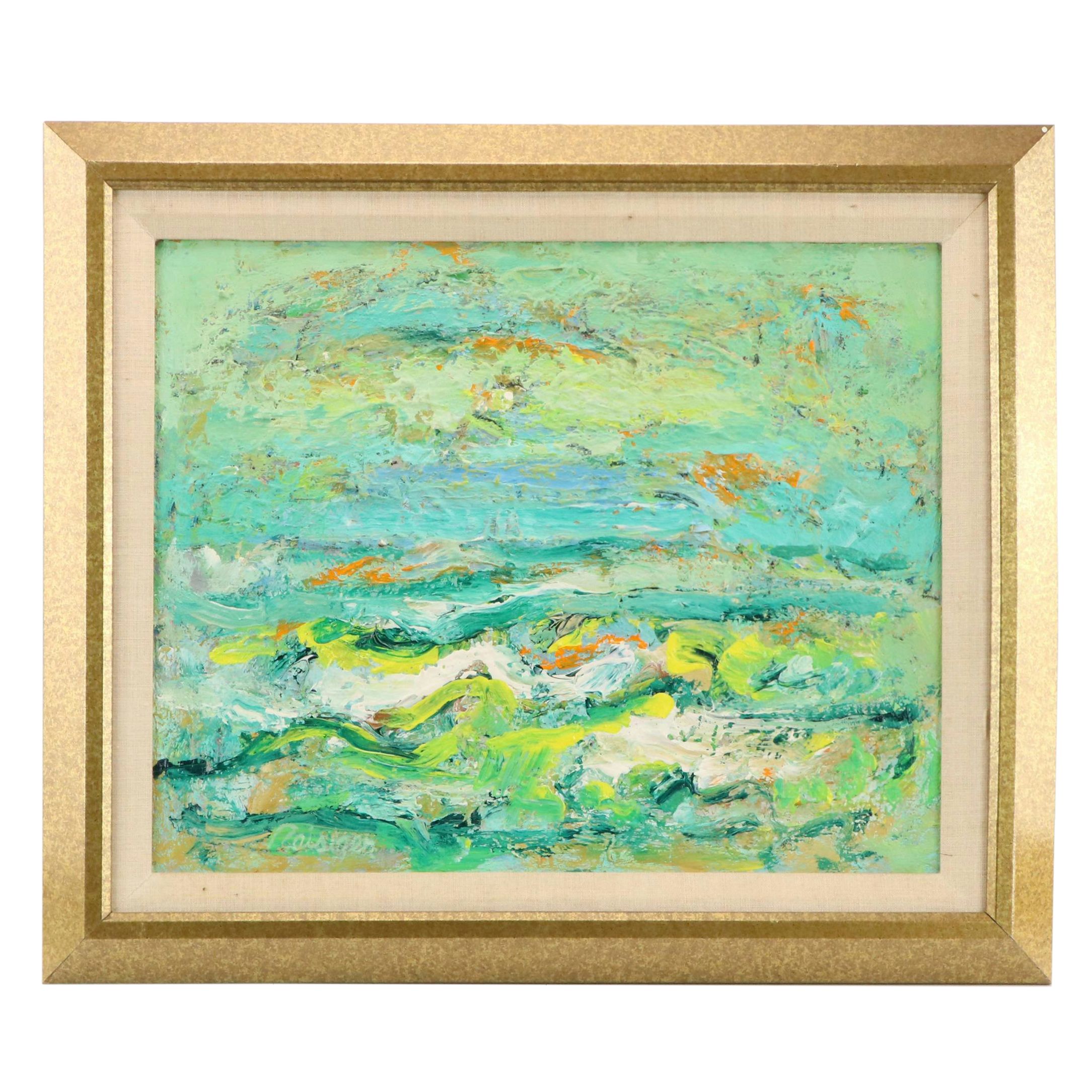 Harry Reisiger Modernist Oil Painting "Joyous Serf" Late 20th Century