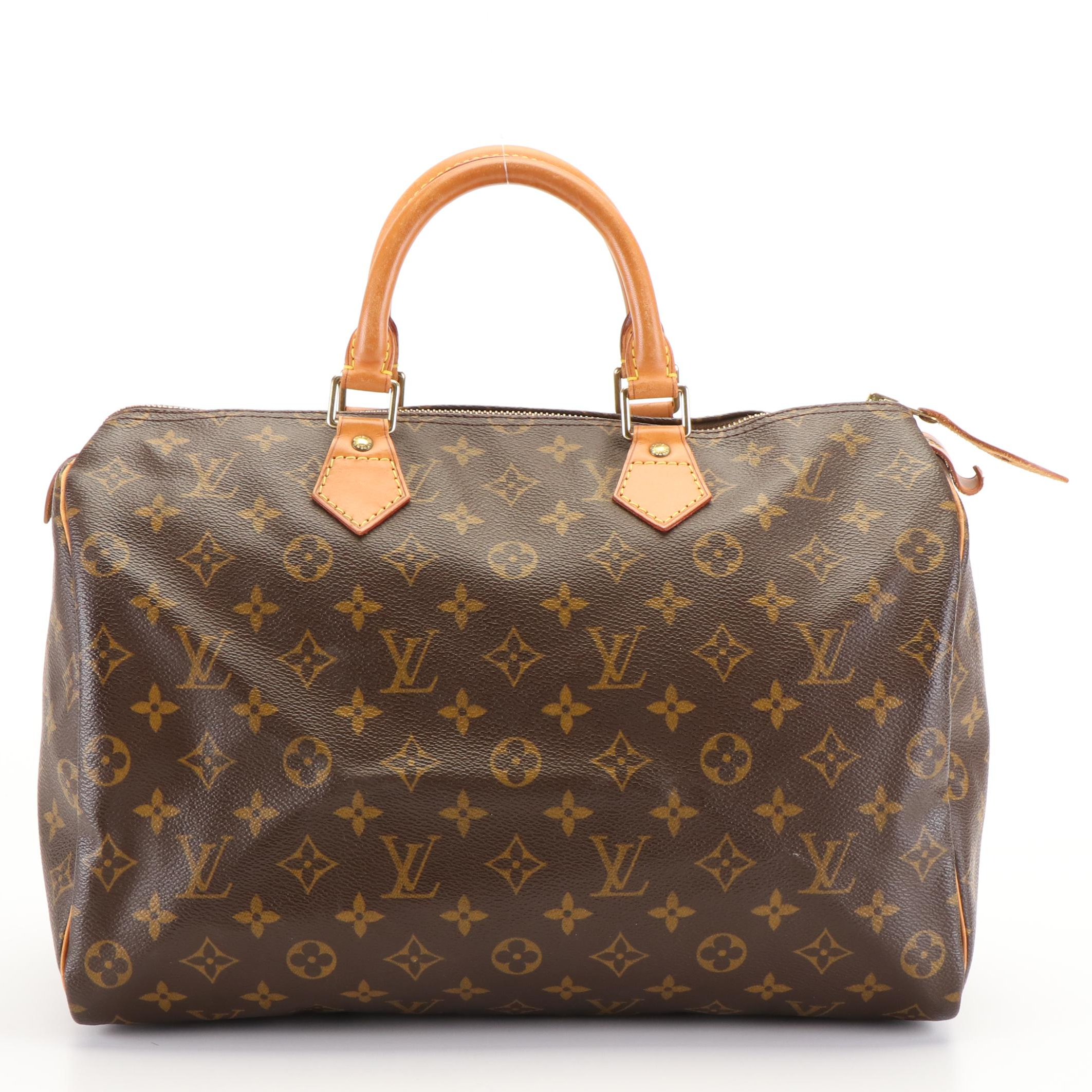 Louis Vuitton Brown Coated Canvas Monogram Speedy 35 Hand Bag