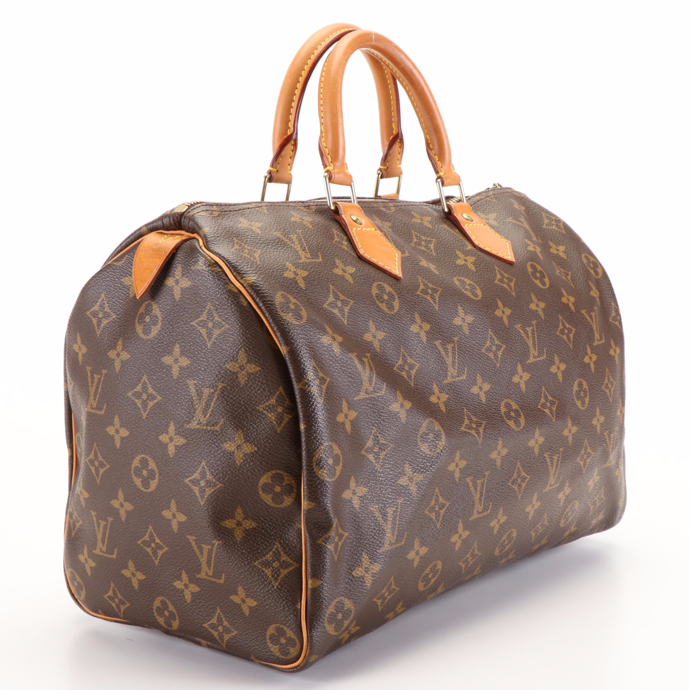 Louis Vuitton Brown Coated Canvas Monogram Speedy 35 Hand Bag