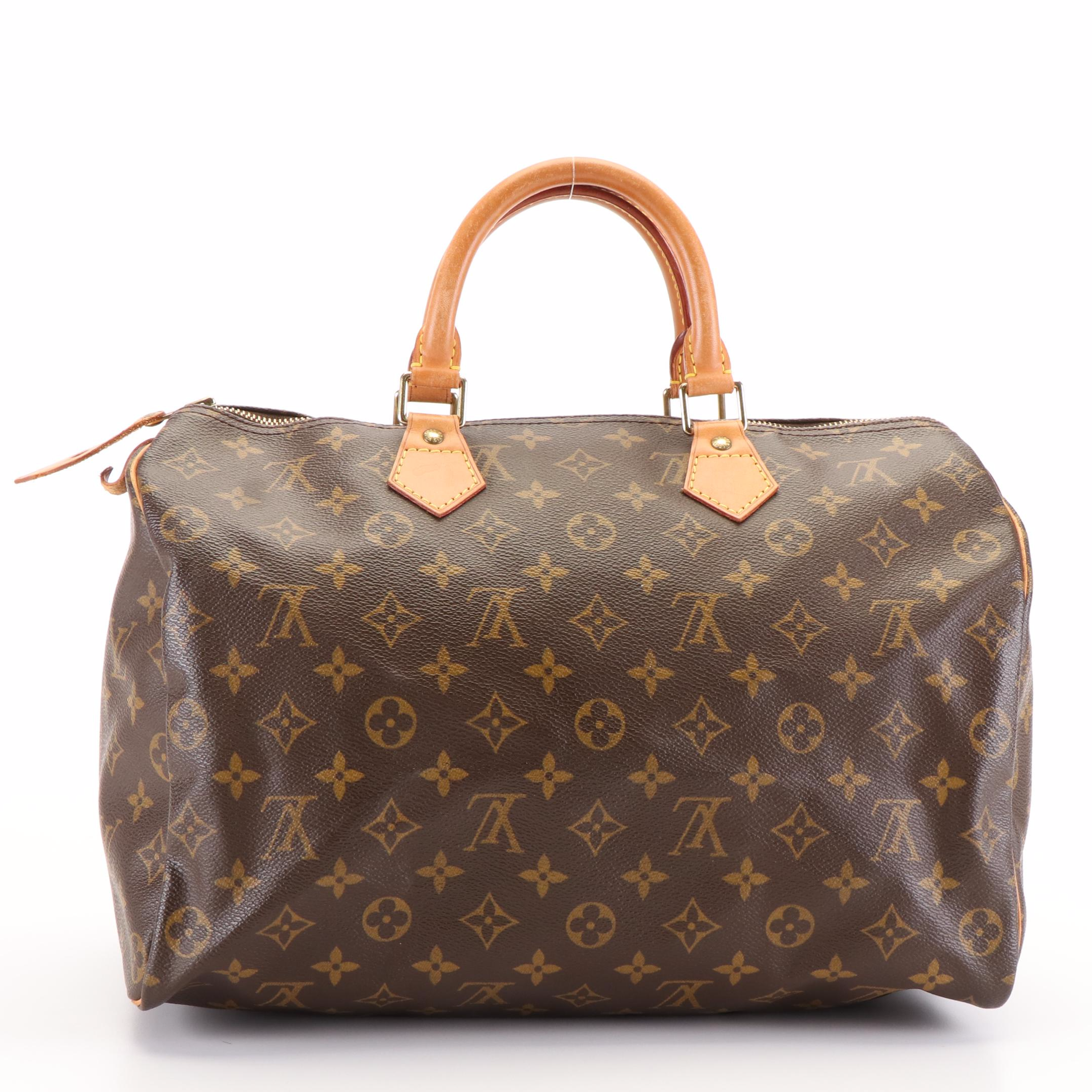Louis Vuitton Brown Coated Canvas Monogram Speedy 35 Hand Bag