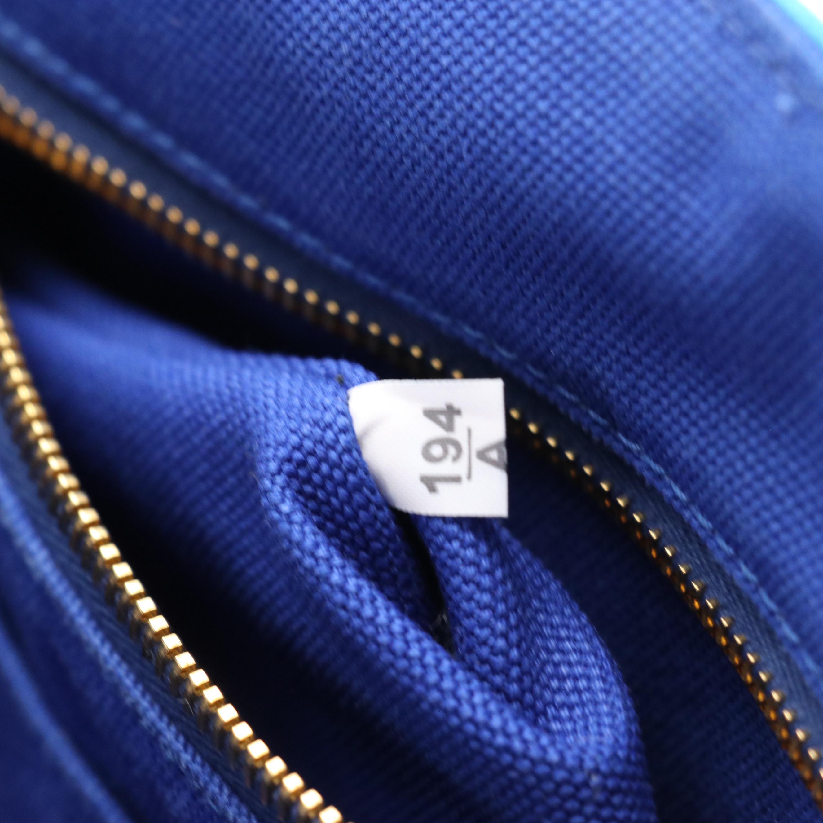 Prada Logo Tote BN2642 in Cobalto/Azul Pavo Canapa Canvas