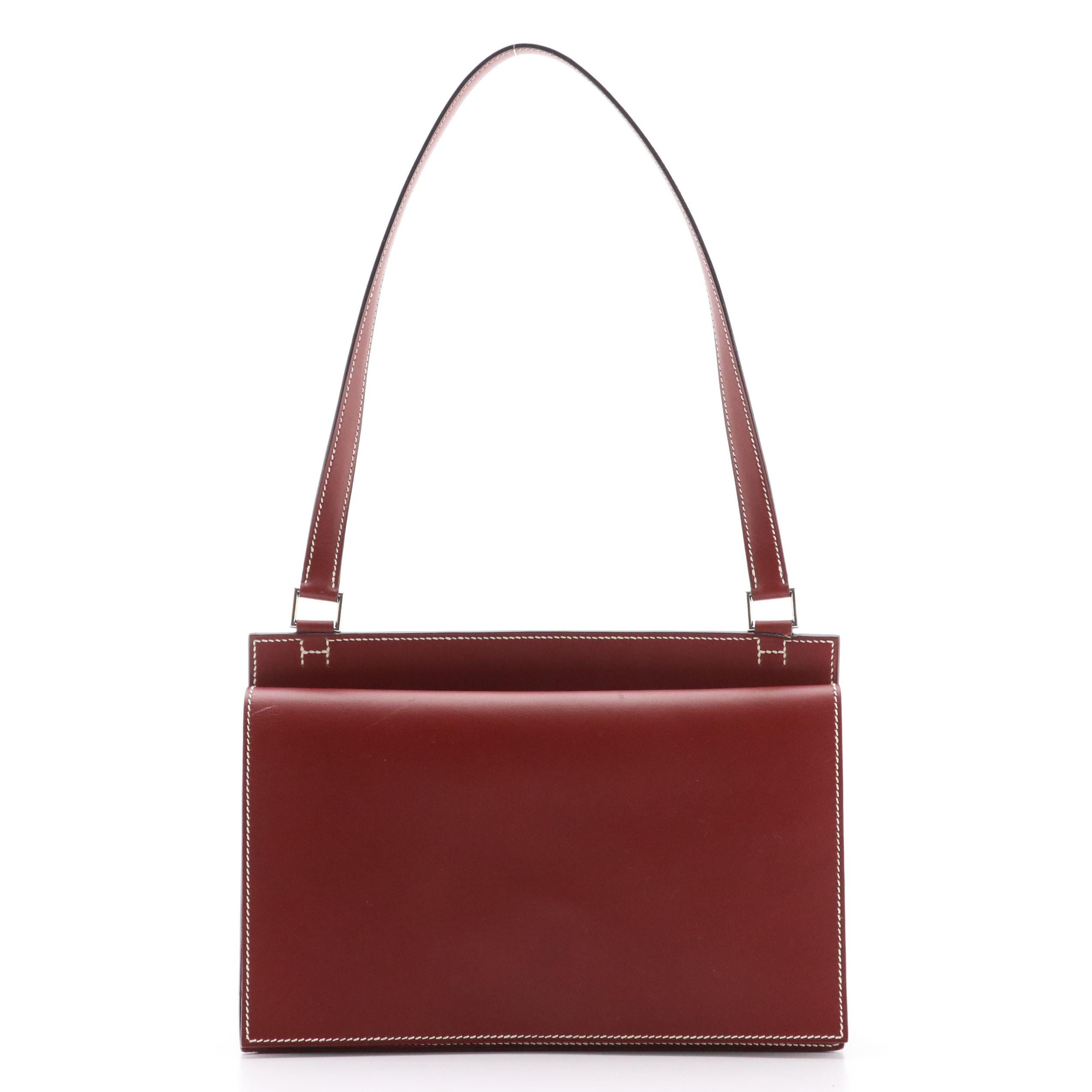 Hermès Deep Red Leather Valentin Shoulder Bag