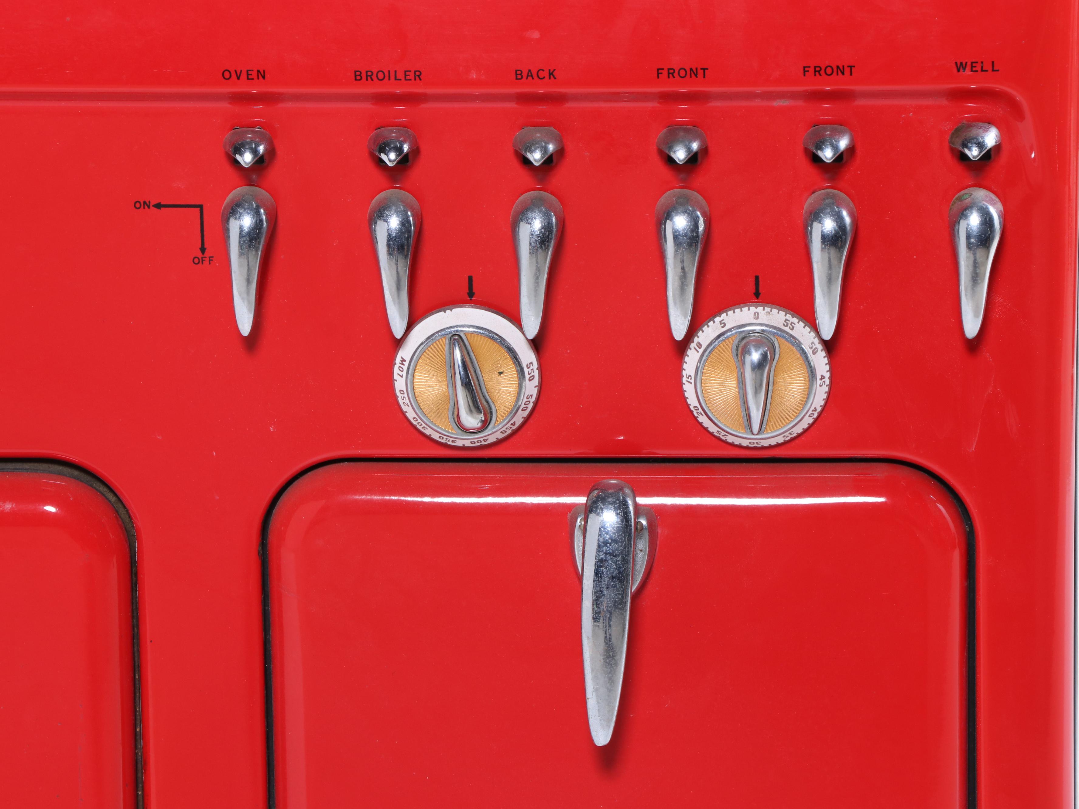 Chambers Model C Red Enameled Gas Range, 1949 - 1953
