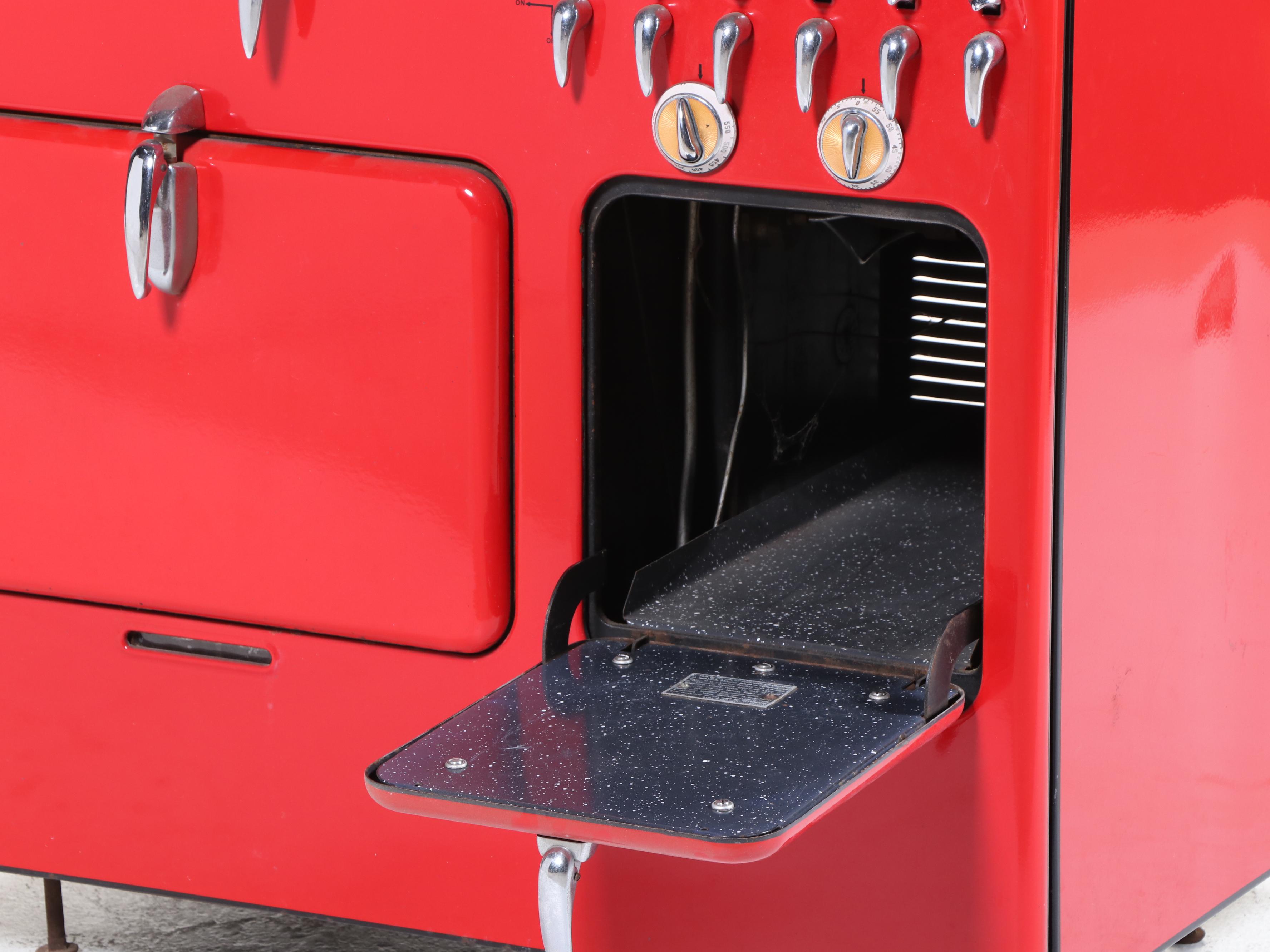 Chambers Model C Red Enameled Gas Range, 1949 - 1953