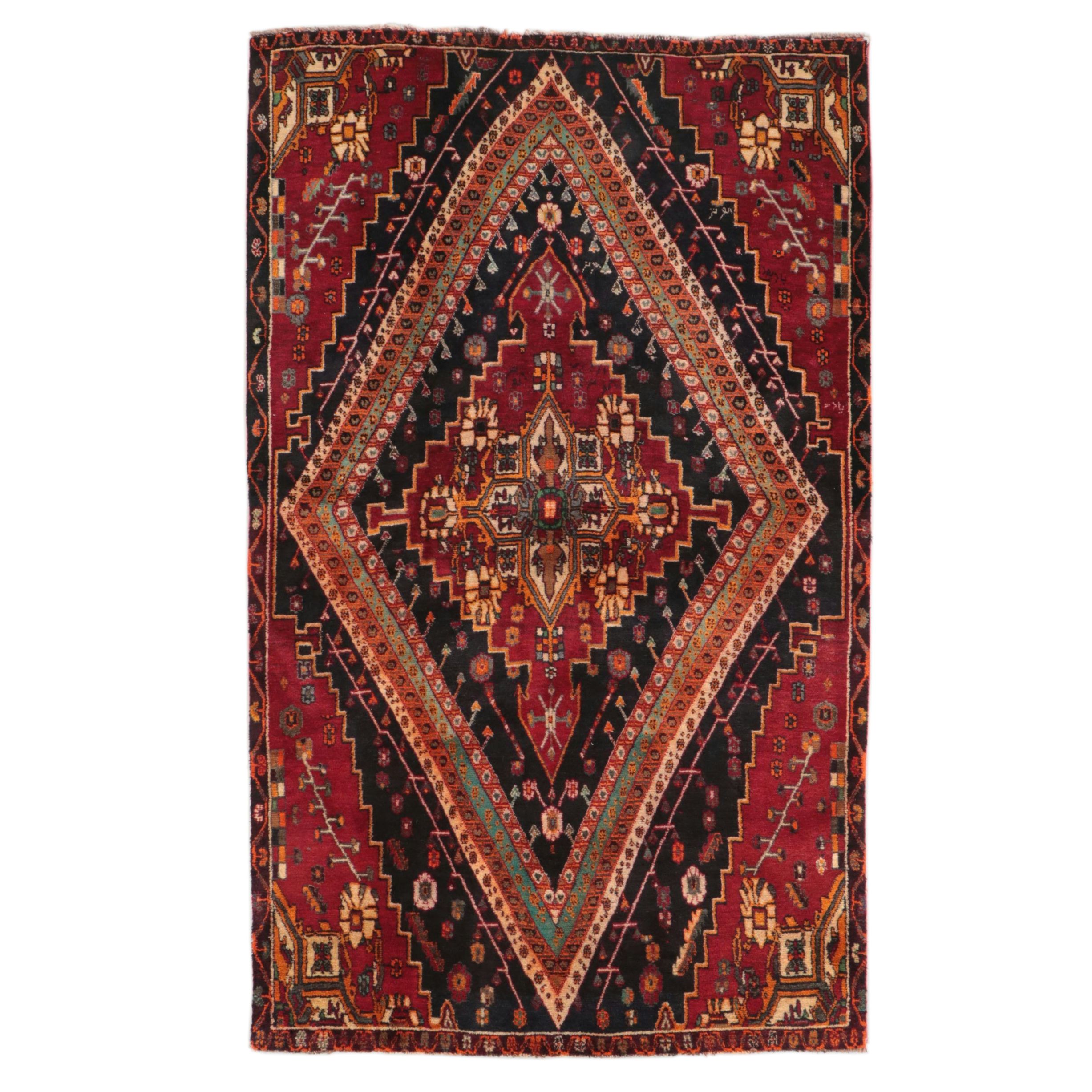 4'3 x 7'4 Hand-Knotted Persian Qashqai Area Rug