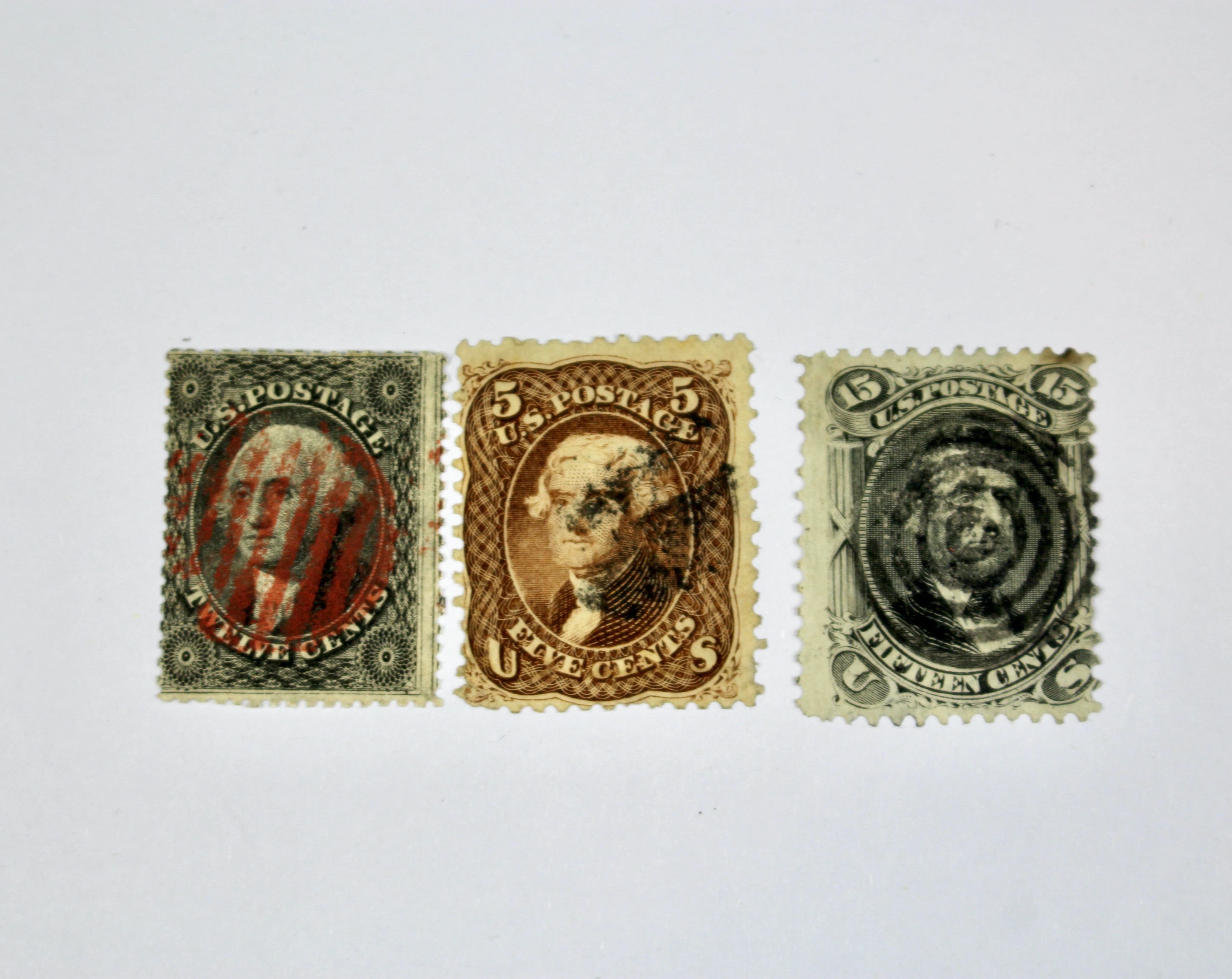 Six Early Used U.S. Postage Stamps, 19th Century