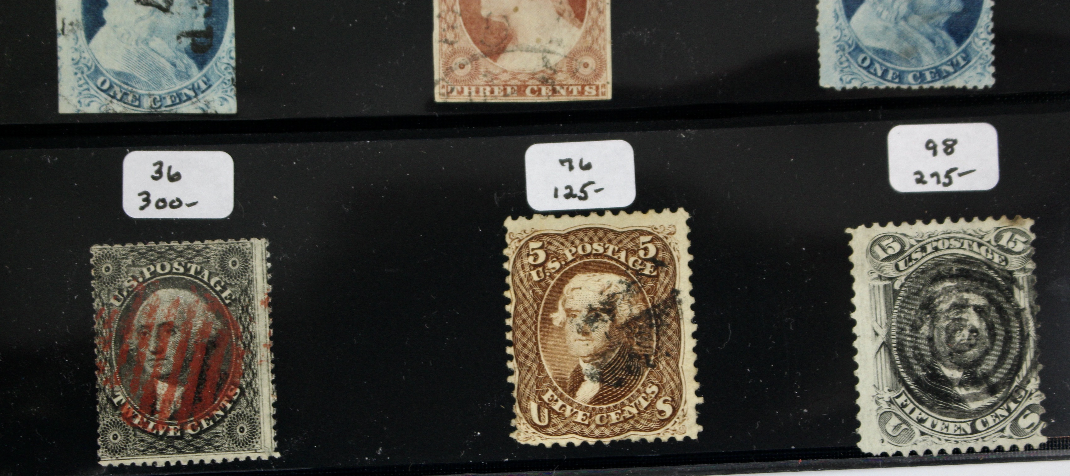 Six Early Used U.S. Postage Stamps, 19th Century