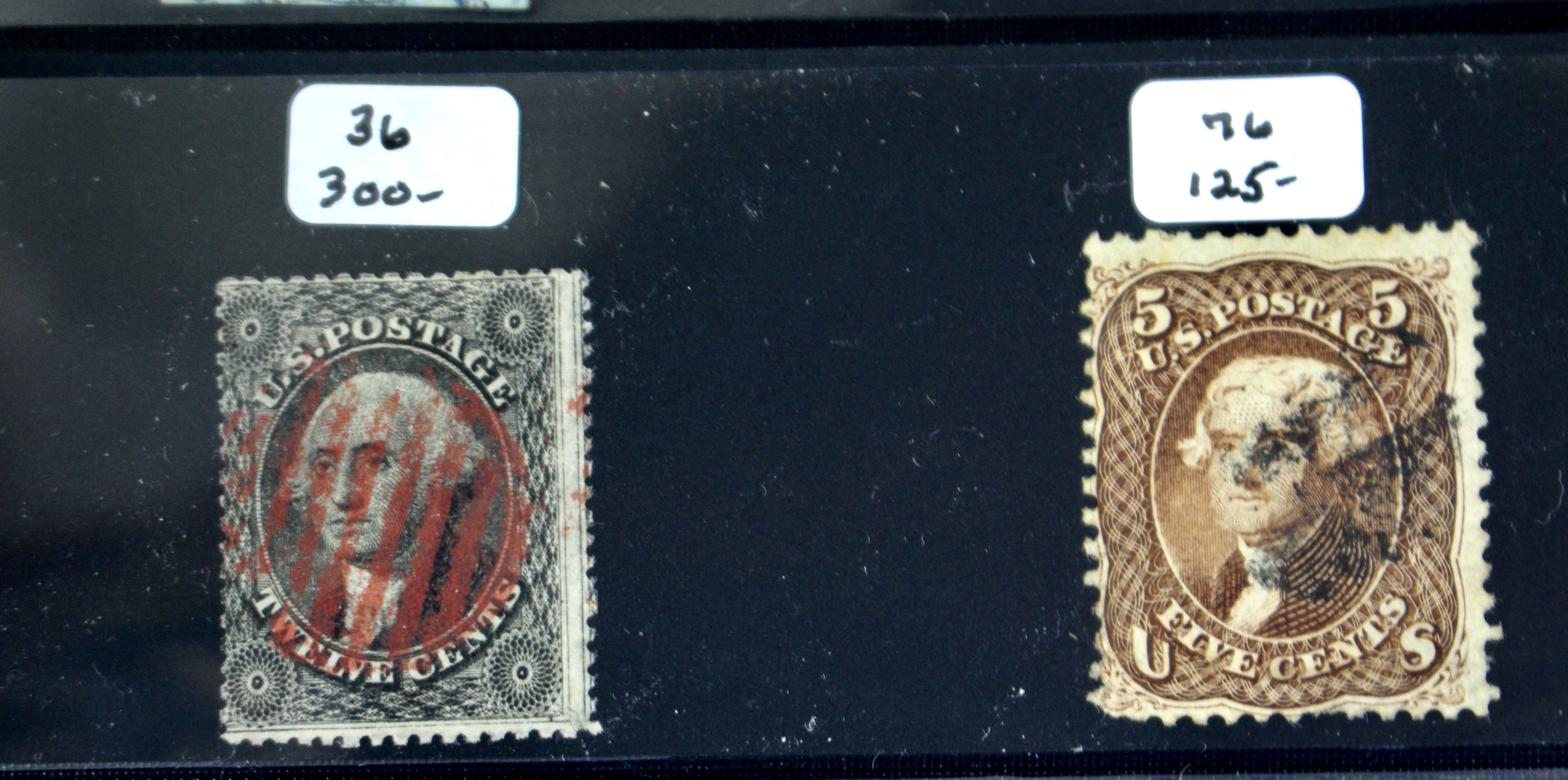 Six Early Used U.S. Postage Stamps, 19th Century