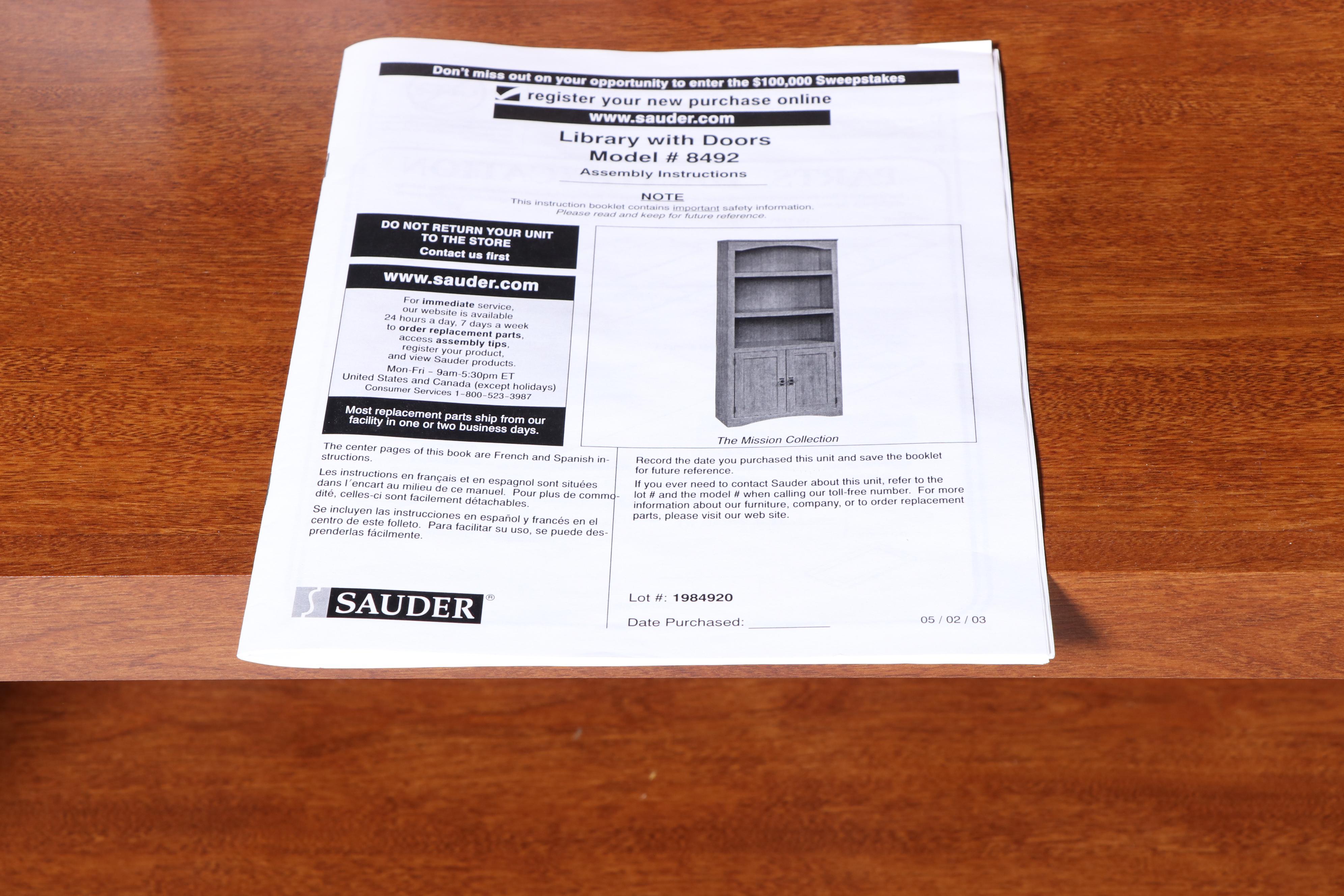 Sauder The Mission Collection Contemporary Library Bookcase with Doors