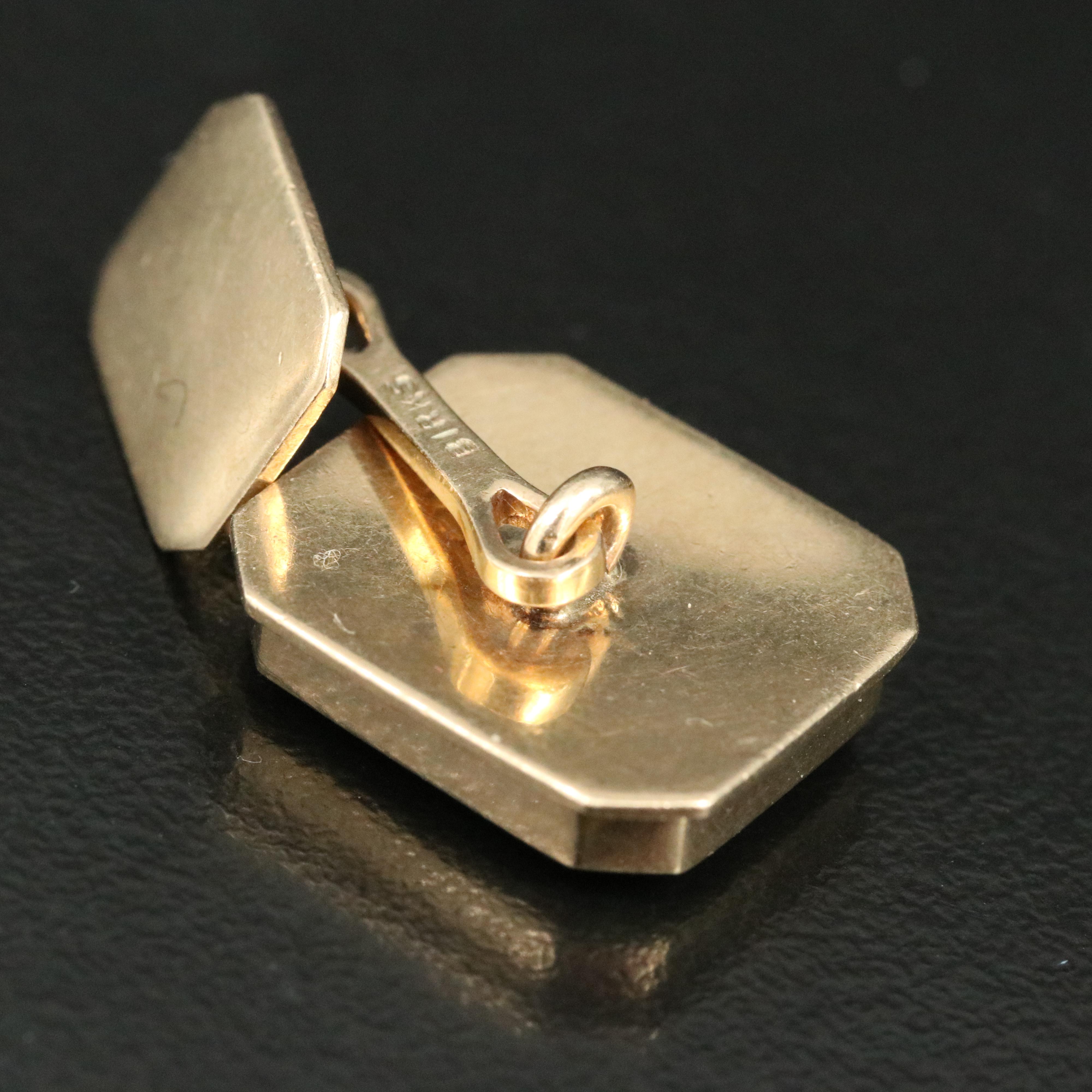 Vintage Birks 10K Bloodstone Cuff Links