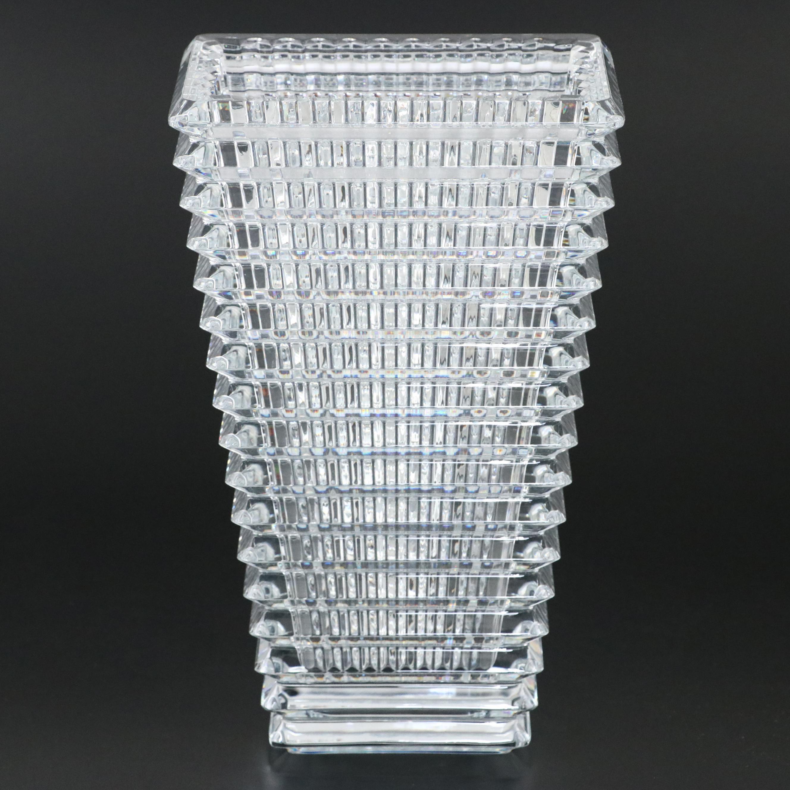 Baccarat Eye Rectangular Crystal Vase with Original Purchase Box