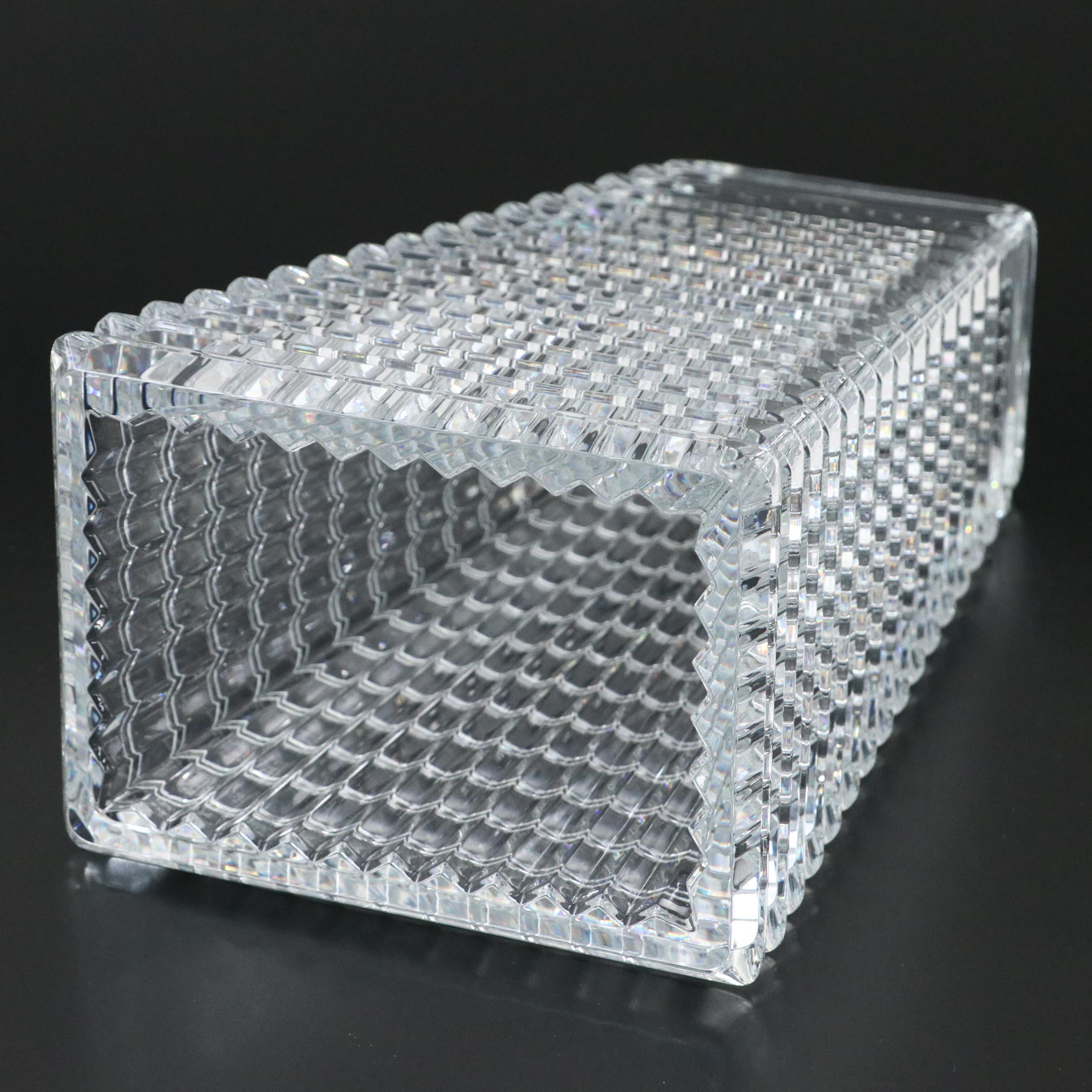 Baccarat Eye Rectangular Crystal Vase with Original Purchase Box