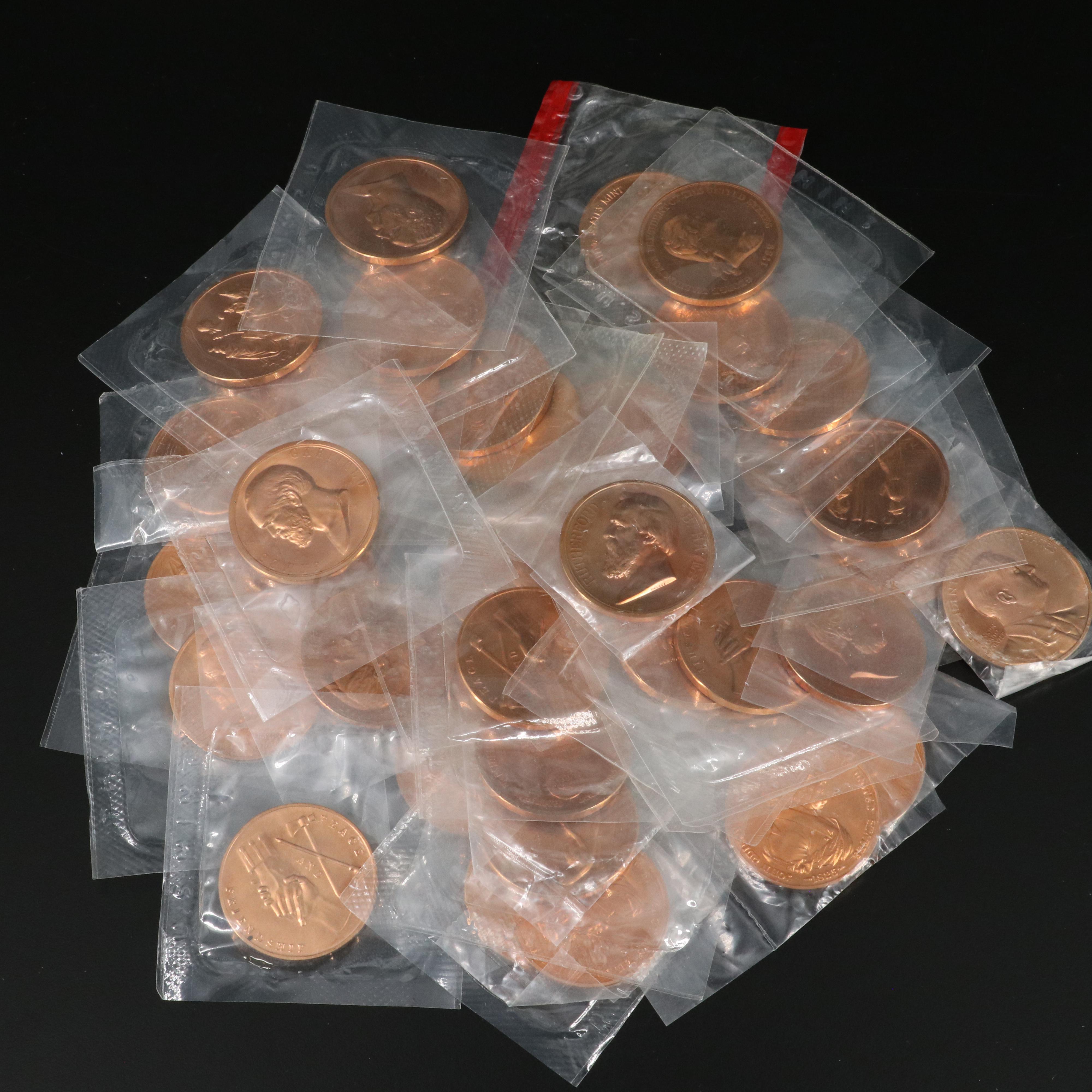 Forty U.S. Treasury Presidential Bronze Commemorative Medals