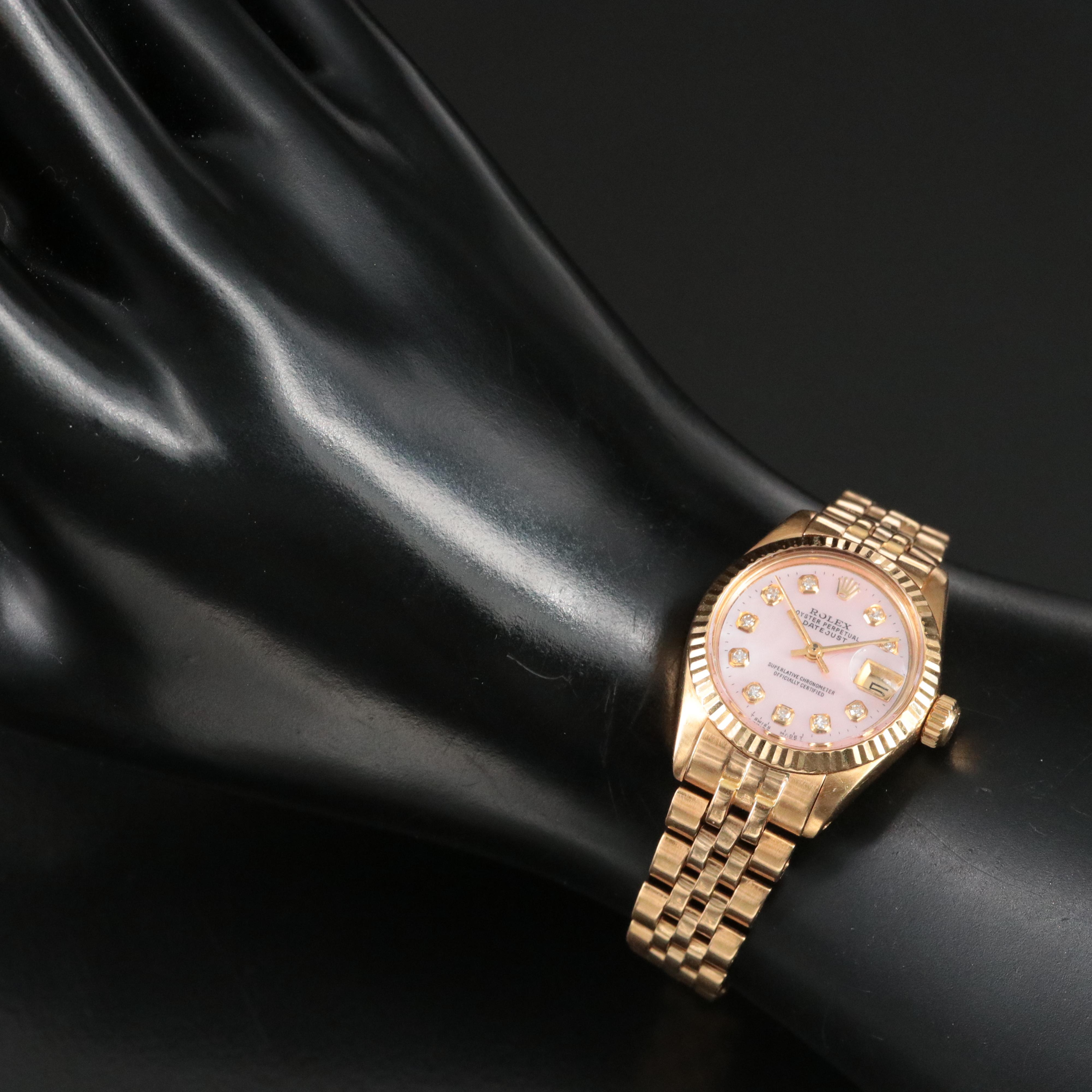 1979 18K Rolex Custom Mother-of-Pearl Diamond Dial Datejust Watch