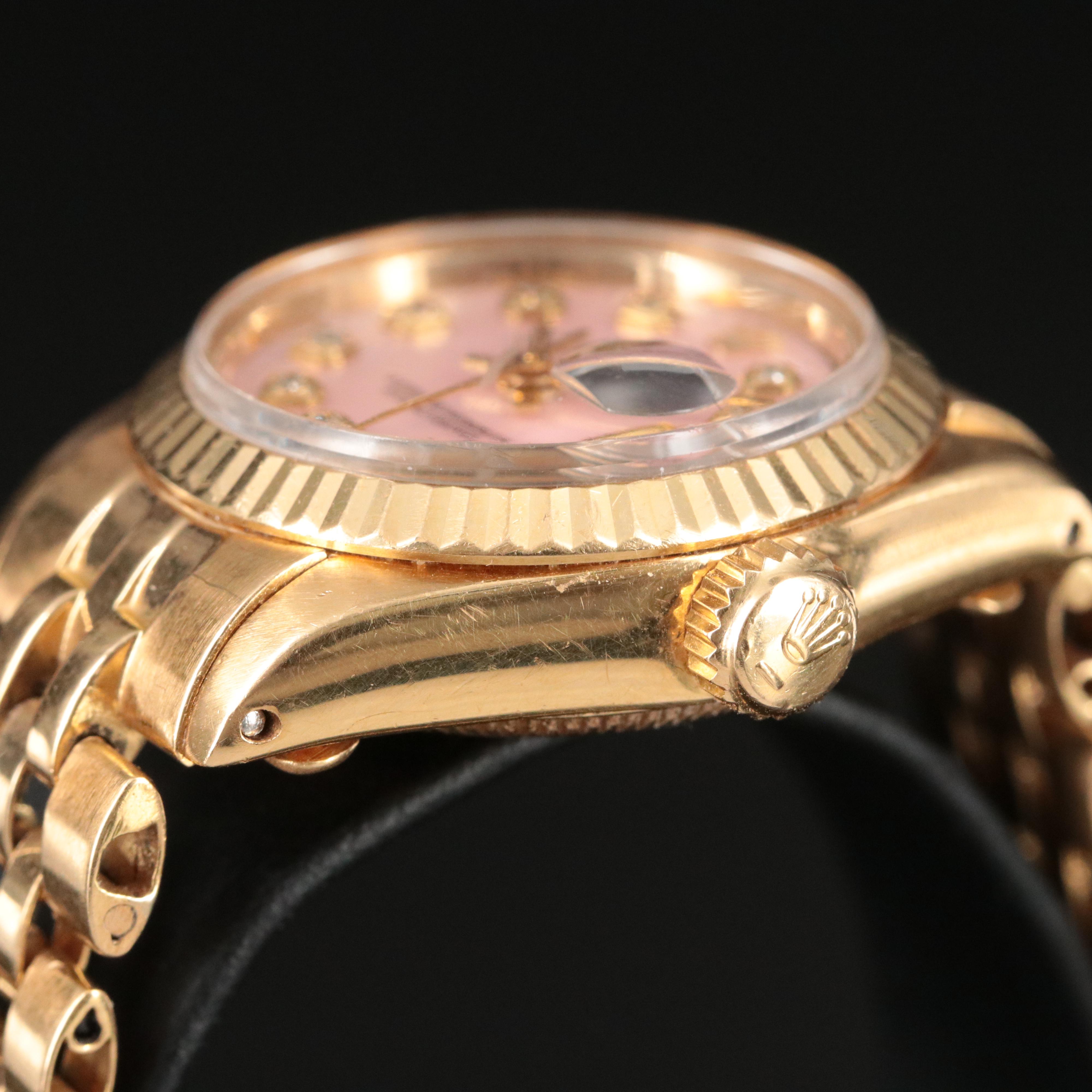 1979 18K Rolex Custom Mother-of-Pearl Diamond Dial Datejust Watch