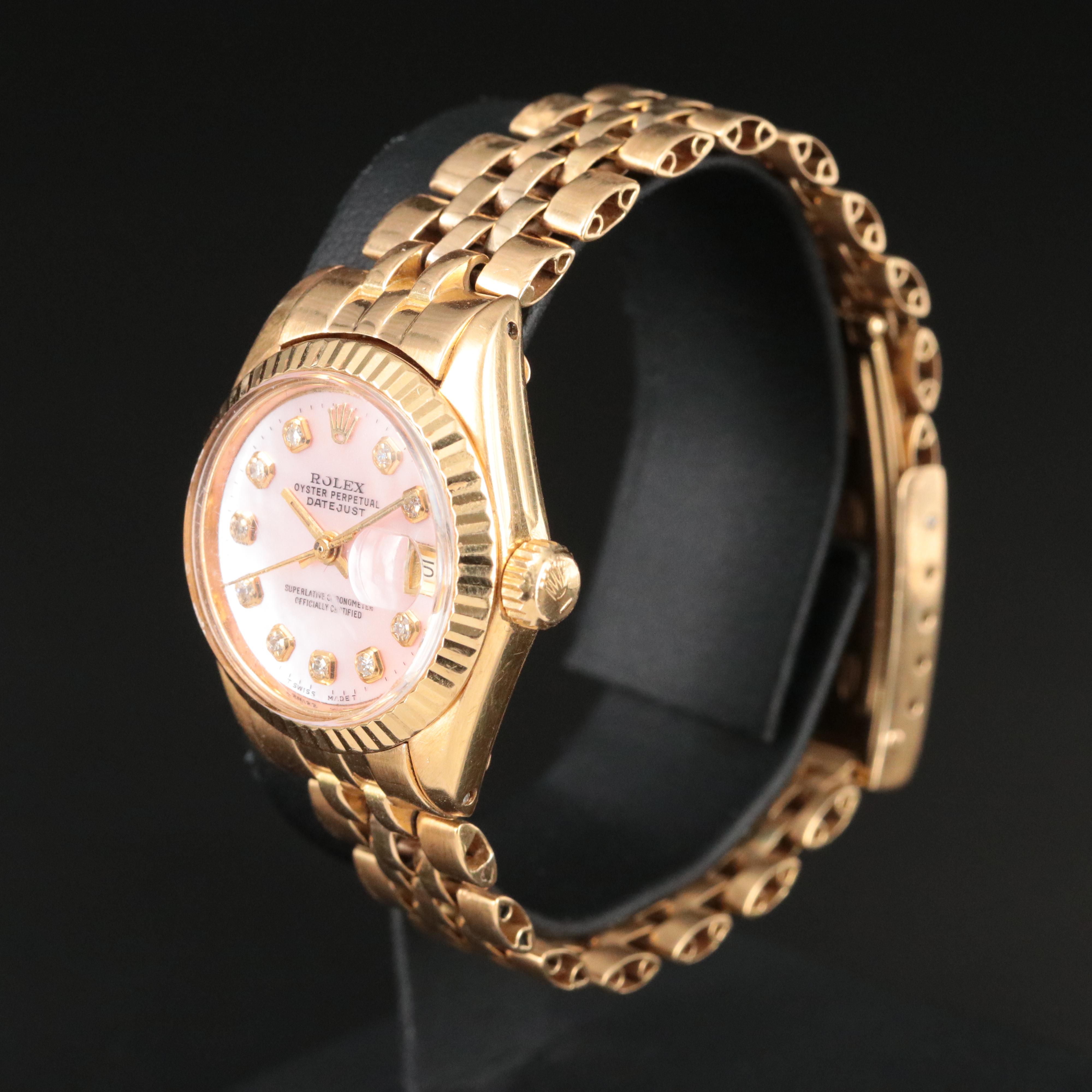 1979 18K Rolex Custom Mother-of-Pearl Diamond Dial Datejust Watch