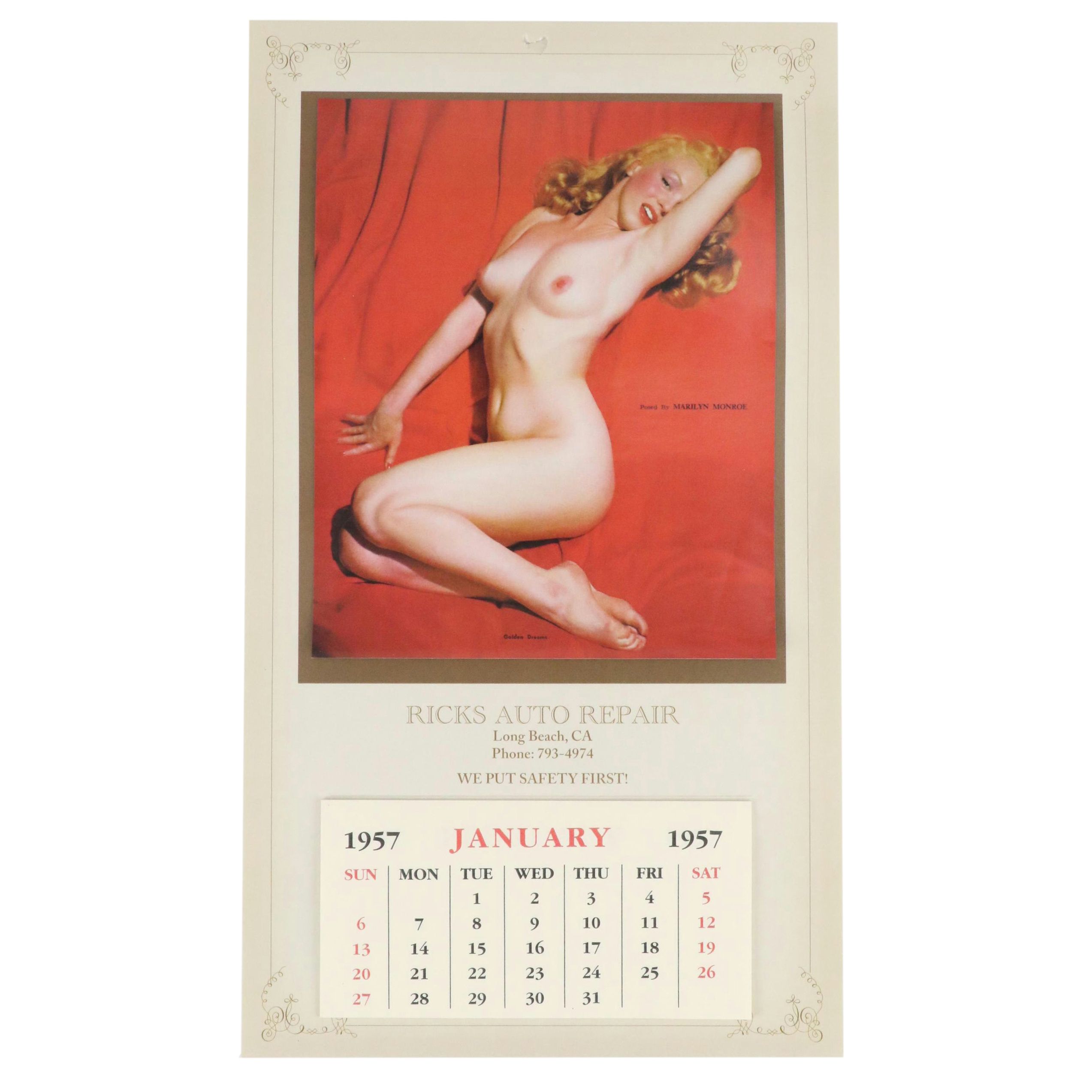 Reprint "Golden Dreams" Marilyn Monroe Calendar and Raphael Tuck Fan
