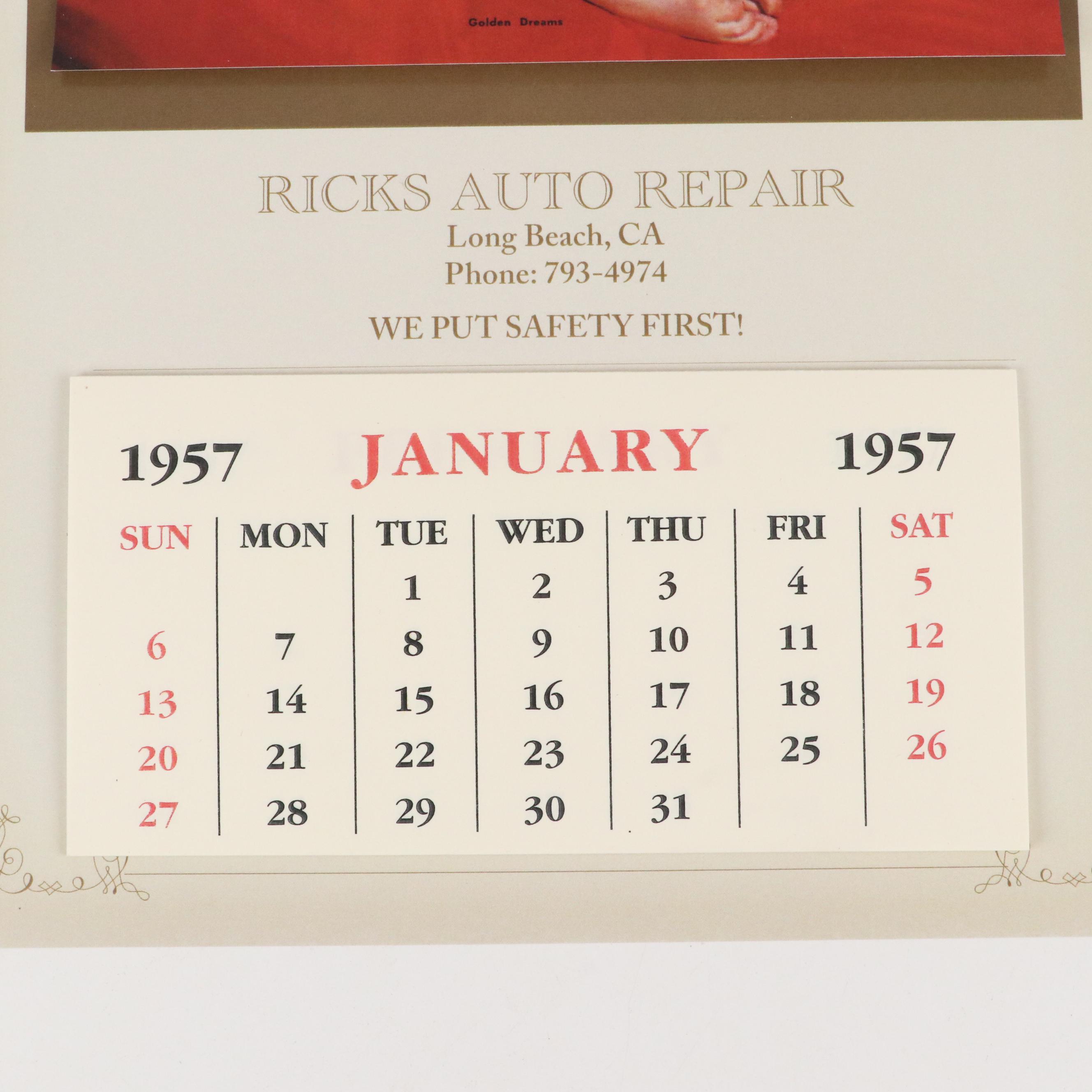 Reprint "Golden Dreams" Marilyn Monroe Calendar and Raphael Tuck Fan