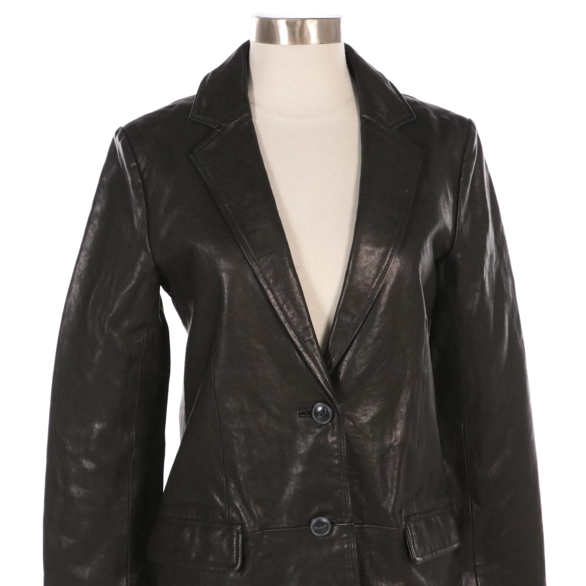 Rag & Bone Black Leather and Faux Leopard Fur Mid-Length Coats