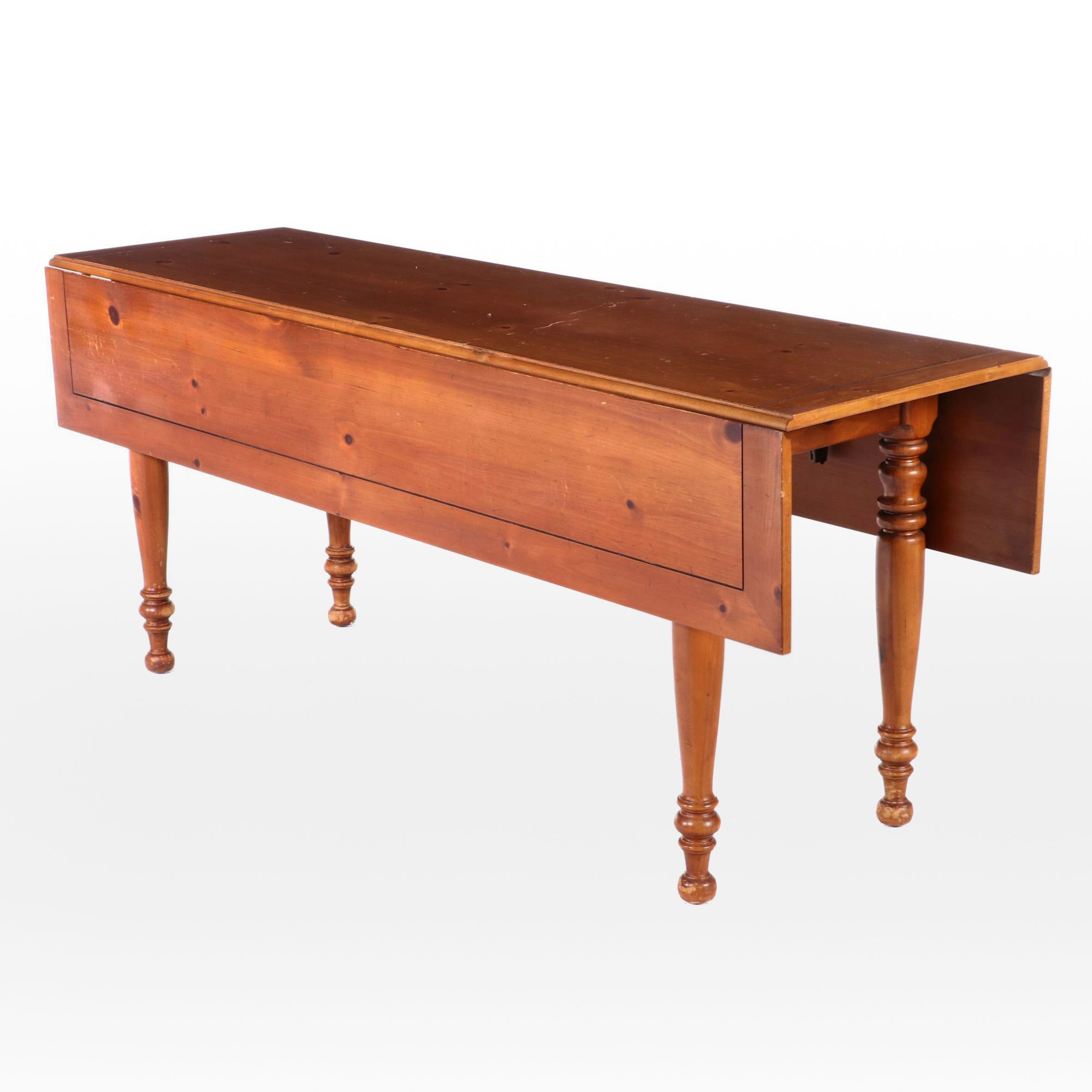 The Rike-Kumler Co. Primitive Style Pine Drop-Leaf Dining Table, 20th Century