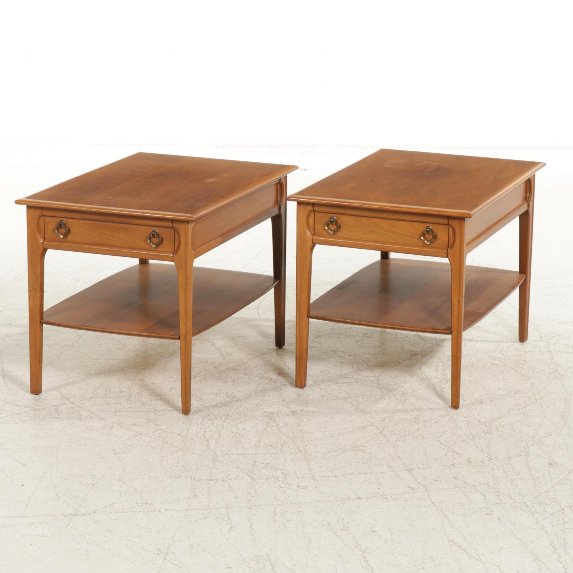 Mersman Mid Century Modern Walnut Side Tables, Pair